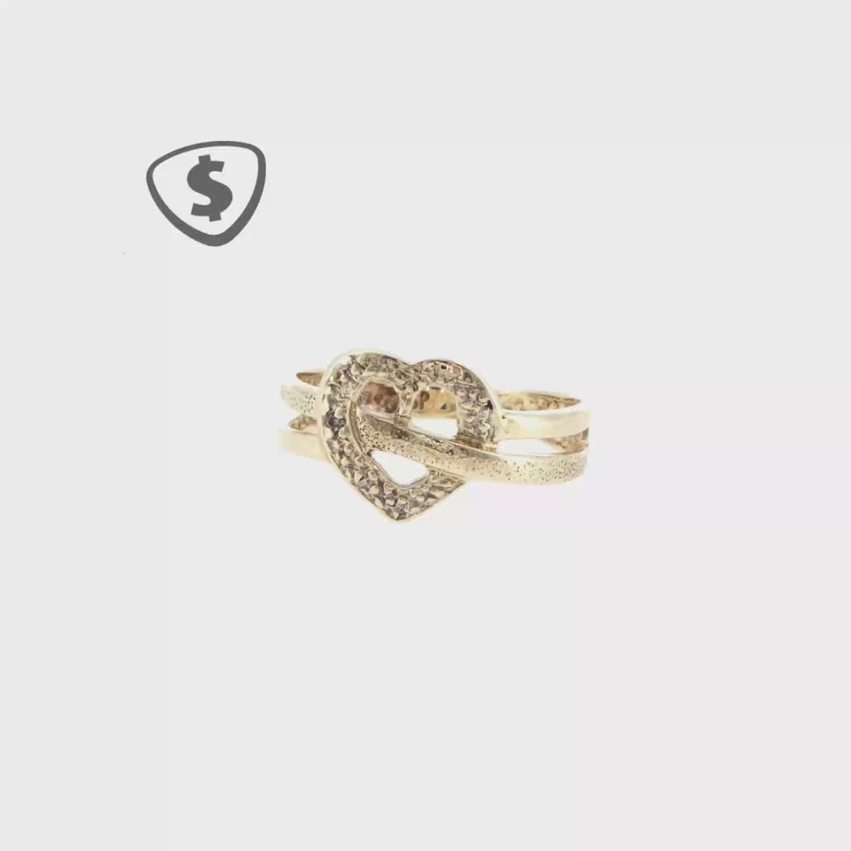 9ct Yellow Gold Textured Open Heart Ring