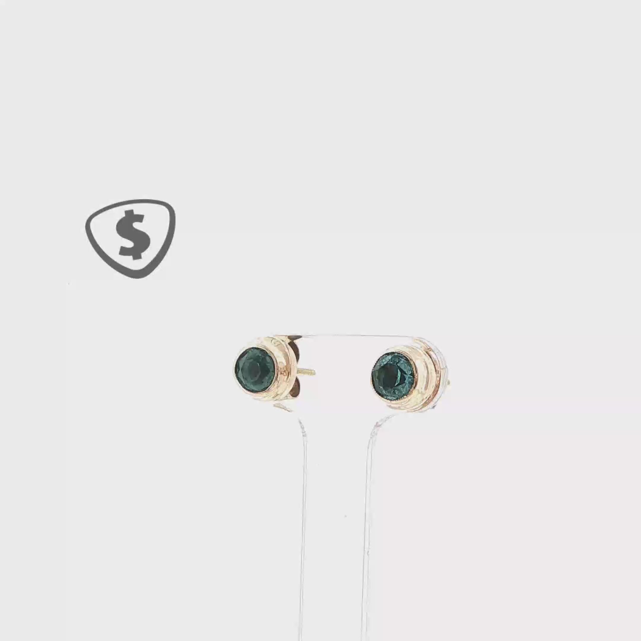 9ct Yellow Gold Blue Cubix Zirconia Stud Earrings