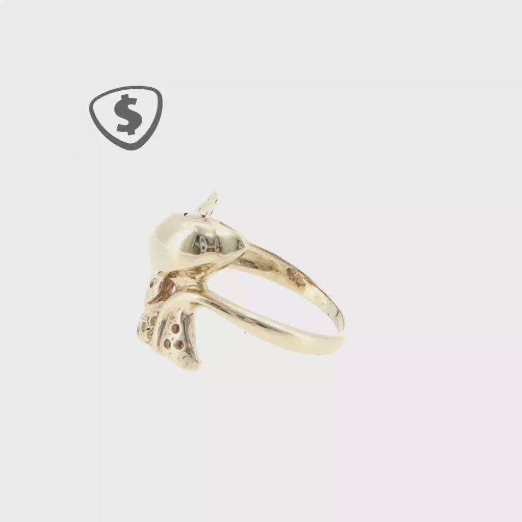 Dolphin Sculptural Ring in 9ct Yellow Gold