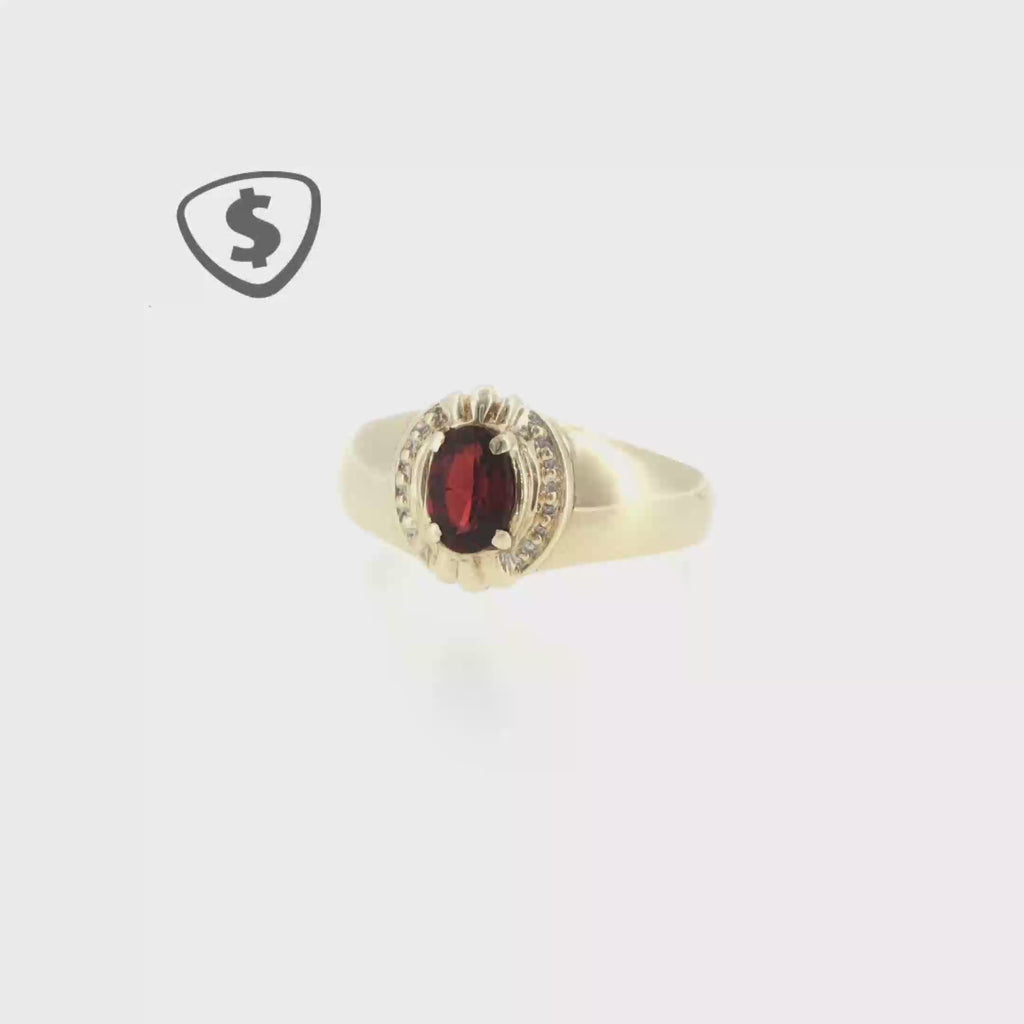 Oval Garnet Signet Ring in 9ct Yellow Gold