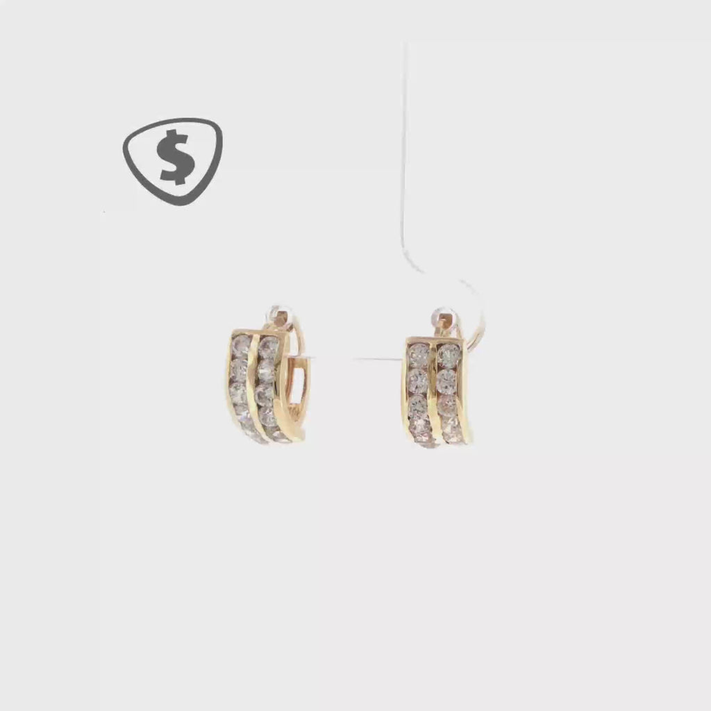 Double Row Channel-Set Hoop Earrings in 18ct Yellow Gold
