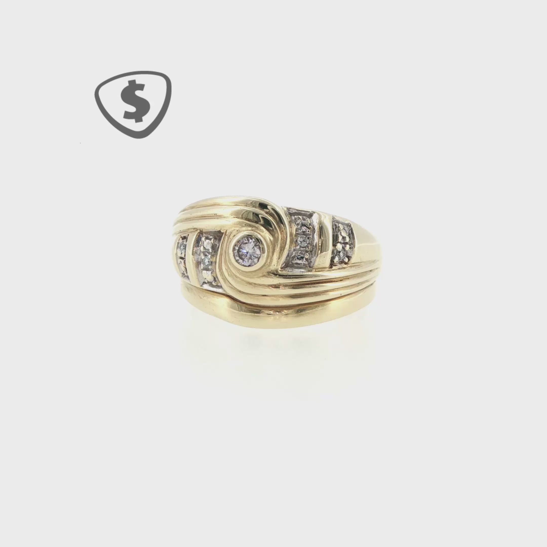 9ct Yellow Gold Diamond Swirl Multi-Stone Ring
