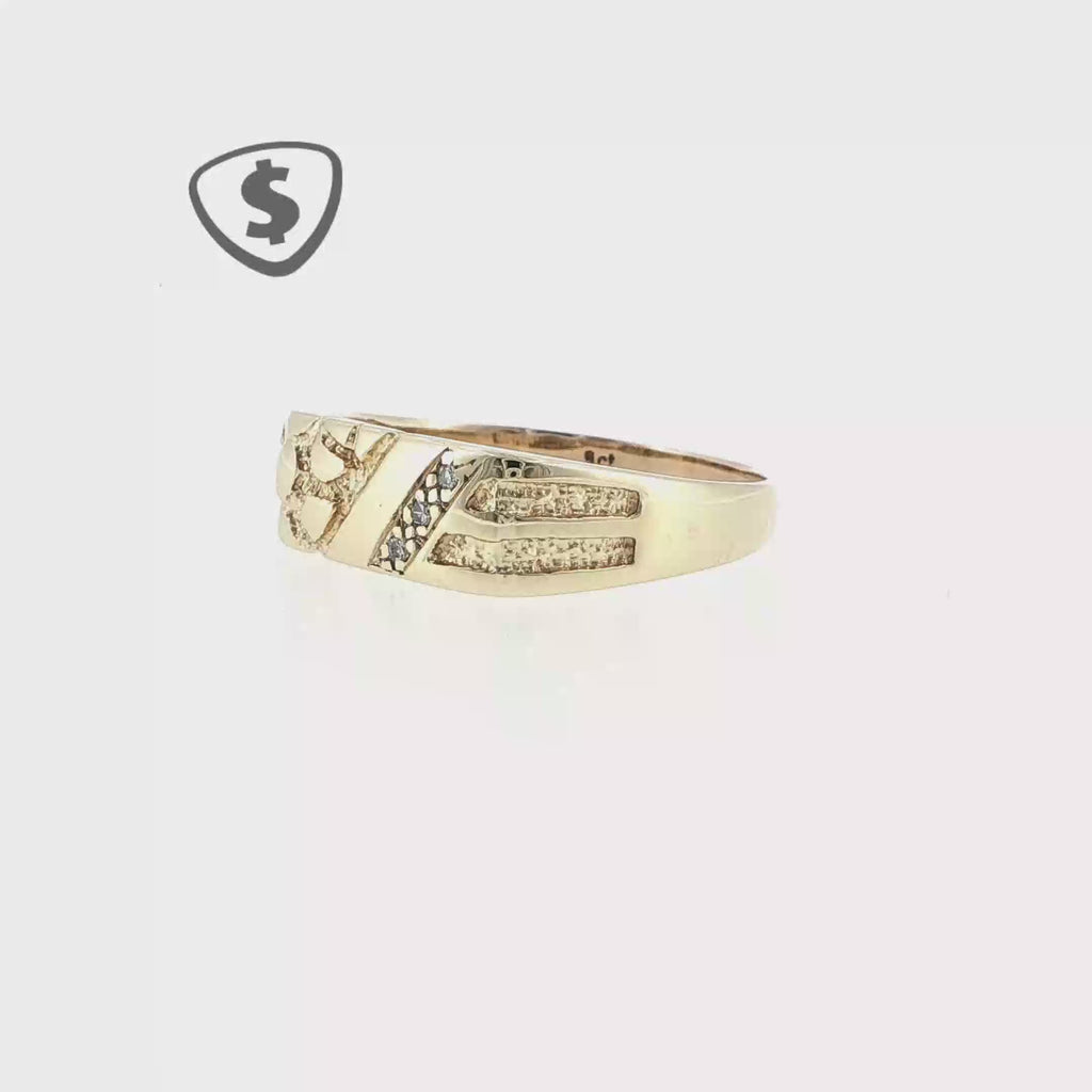 9ct Yellow Gold Signet Ring with Textured Shoulders