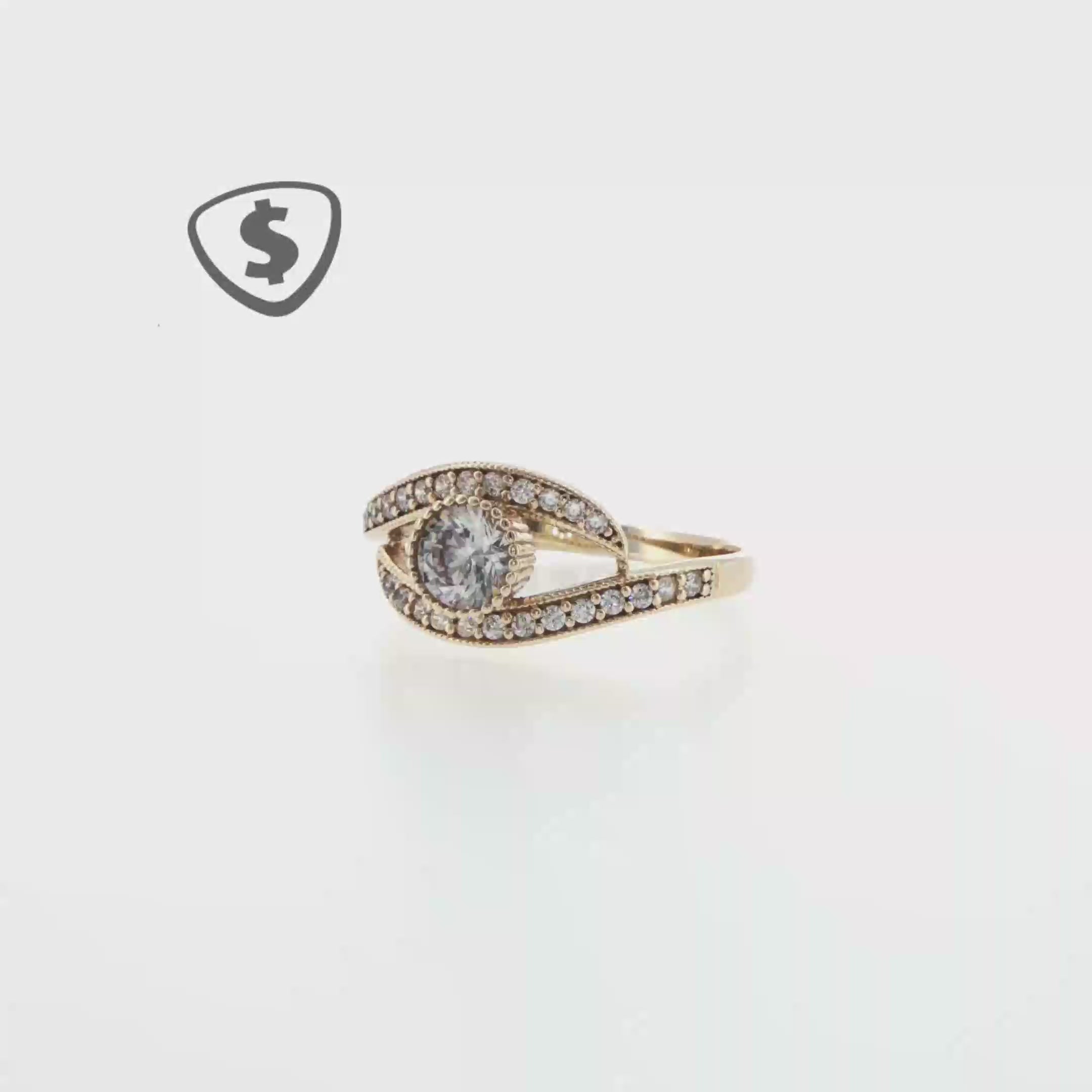 9ct Yellow Gold Diamond Bypass Ring with Milgrain Detailing