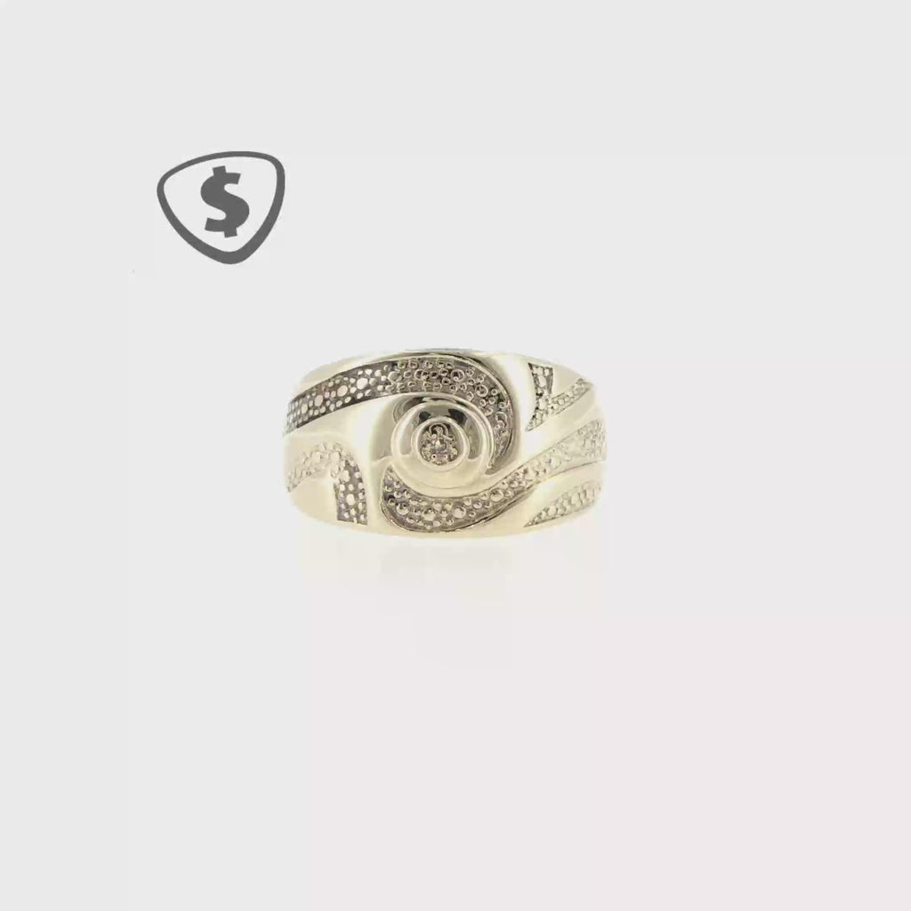 9ct Yellow Gold Diamond Swirl Signet Ring