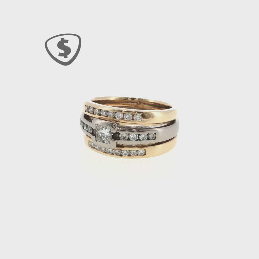 Diamond Ring Set in 18ct Yellow and White Gold