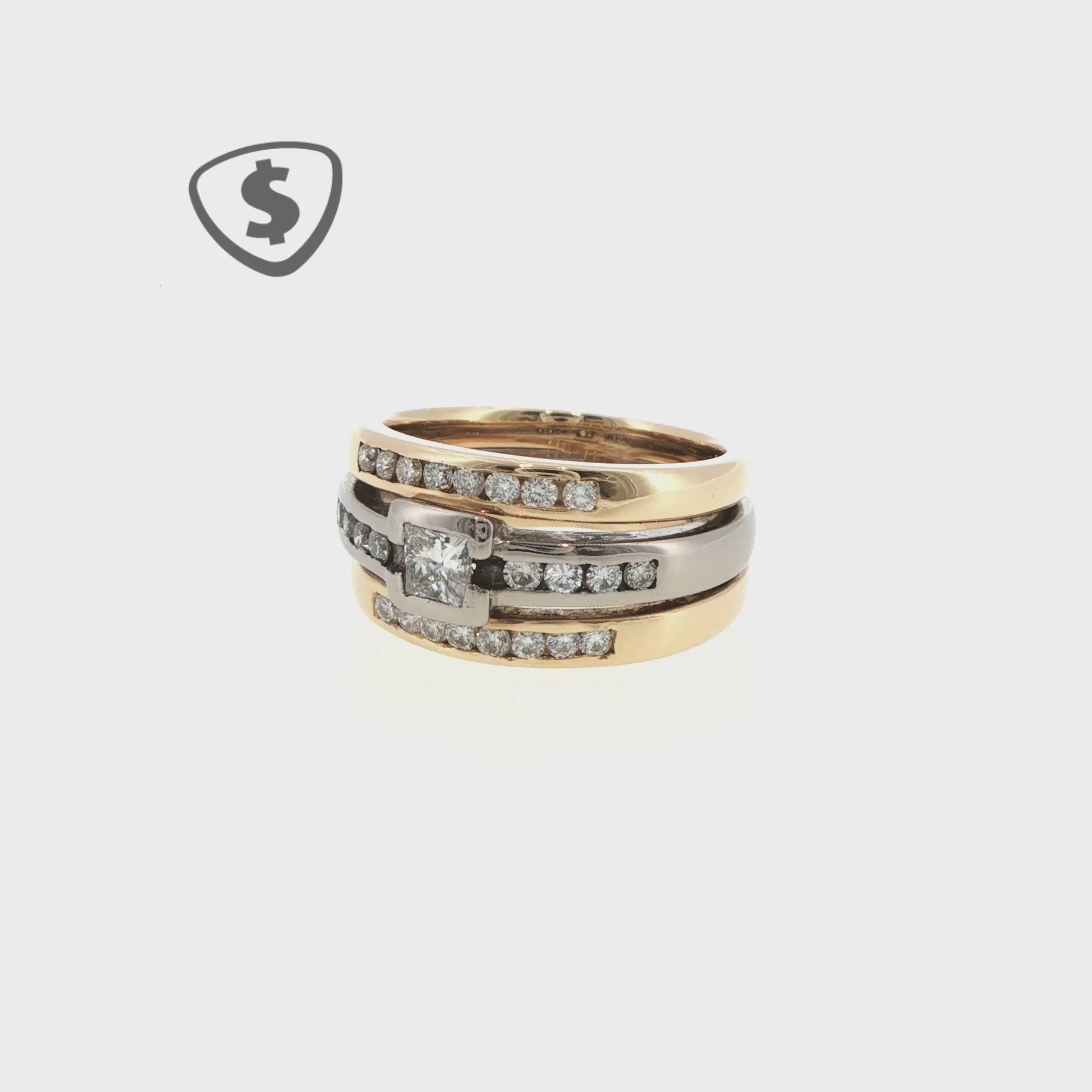Diamond Ring Set in 18ct Yellow and White Gold