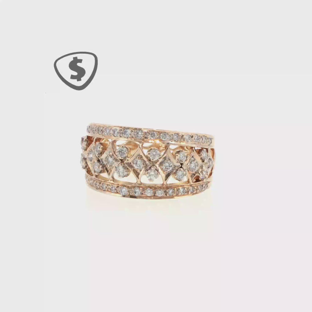 Diamond Lattice Openwork Band Ring in 18ct Rose Gold