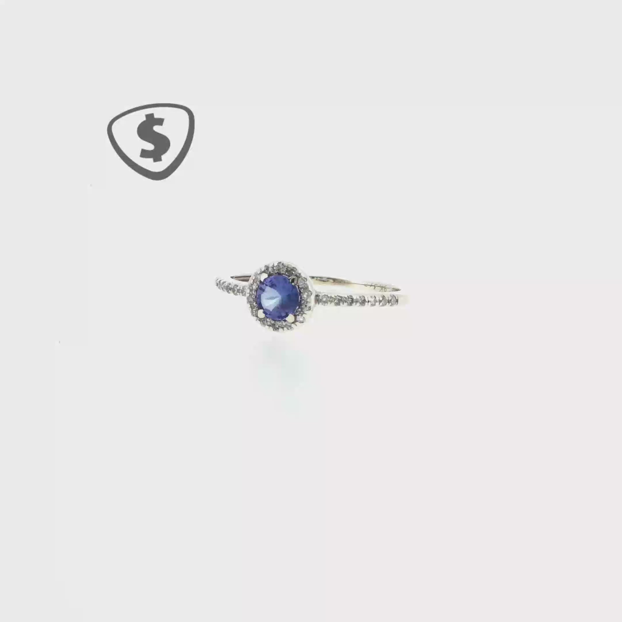 9ct White Gold Blue Cubic Zirconia Halo Ring