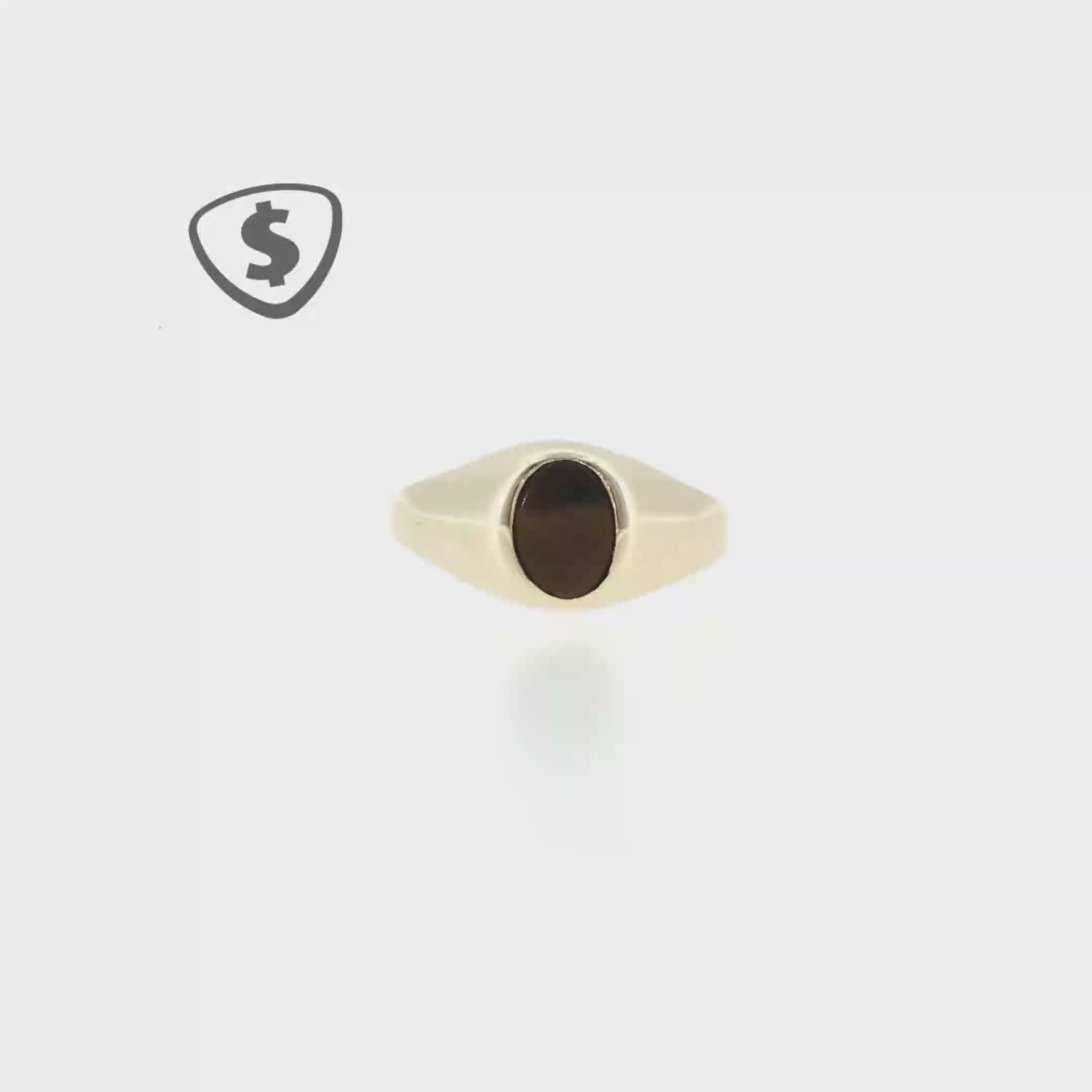9ct Yellow Gold Oval Tigers Eye Signet Ring