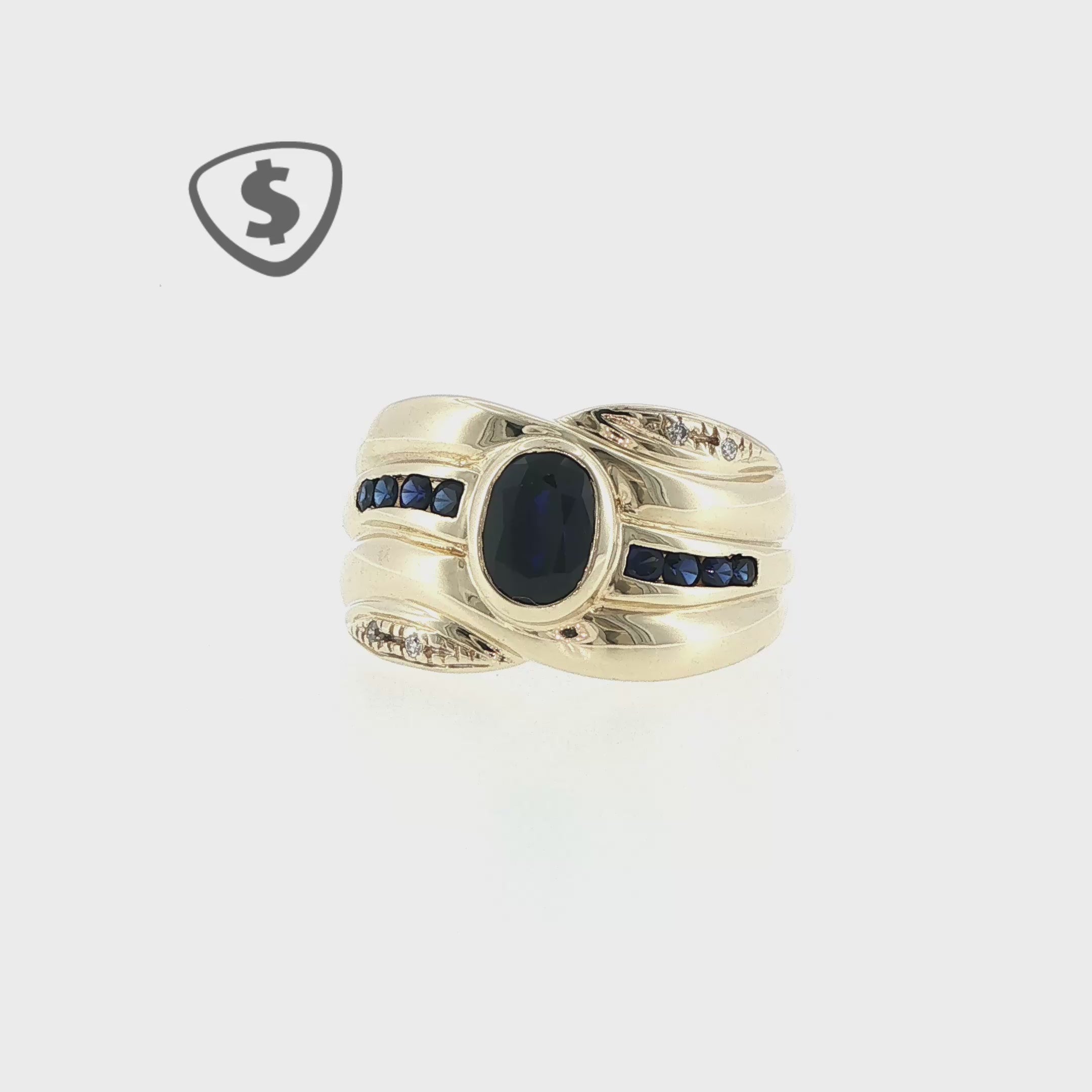 9ct Yellow Gold Blue Oval Sapphire Ring