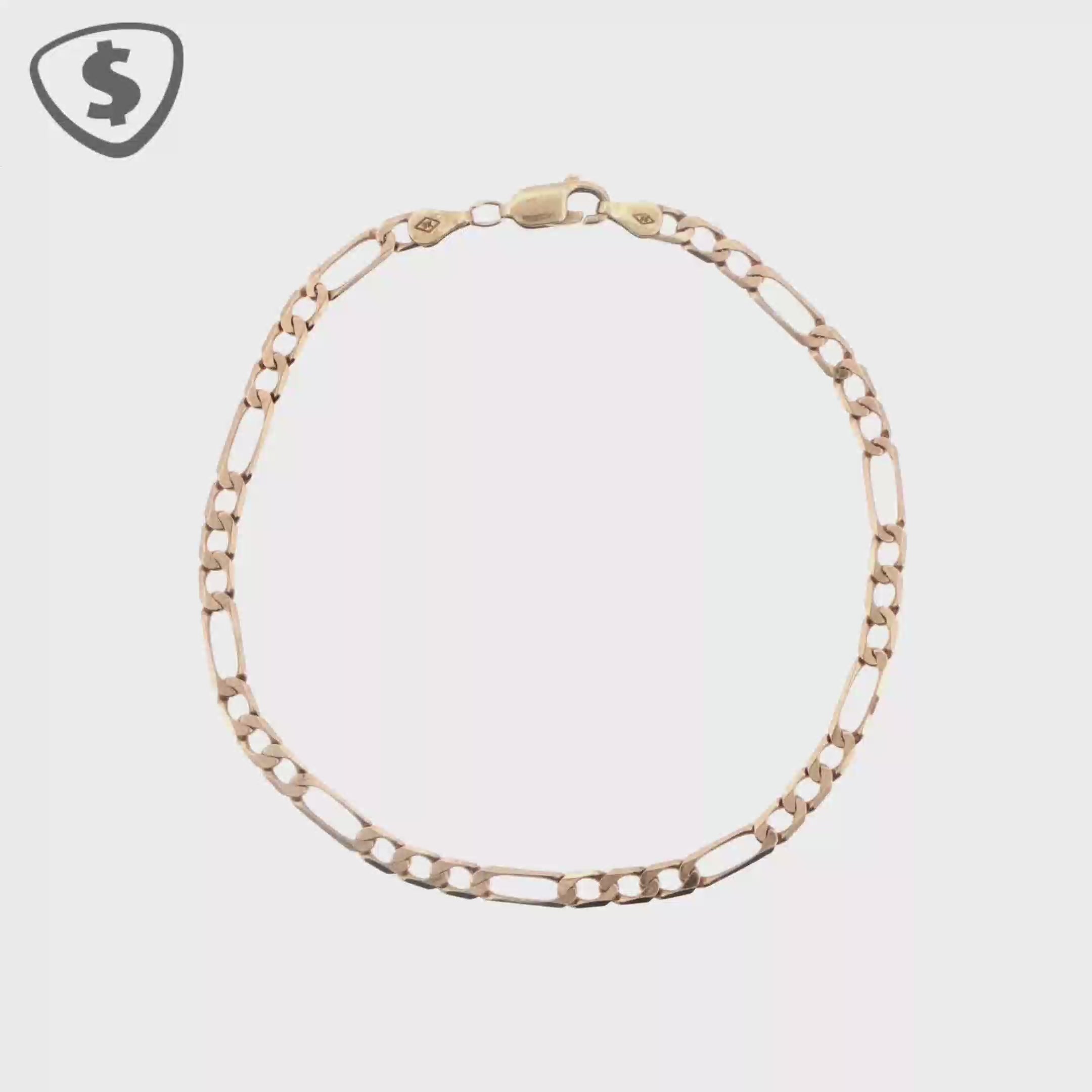 Classic 9ct Yellow Gold Figaro Chain Bracelet