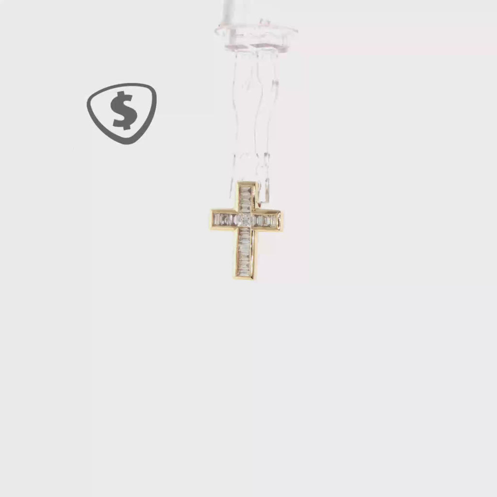 Baguette Diamond Cross Pendant in 18ct Yellow Gold