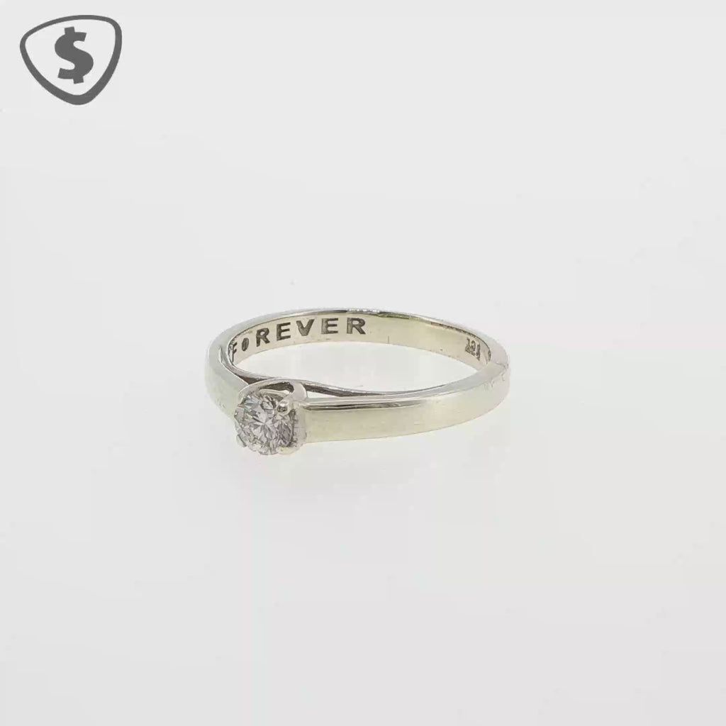 9ct White Gold Solitaire Ring with Forever Engraving