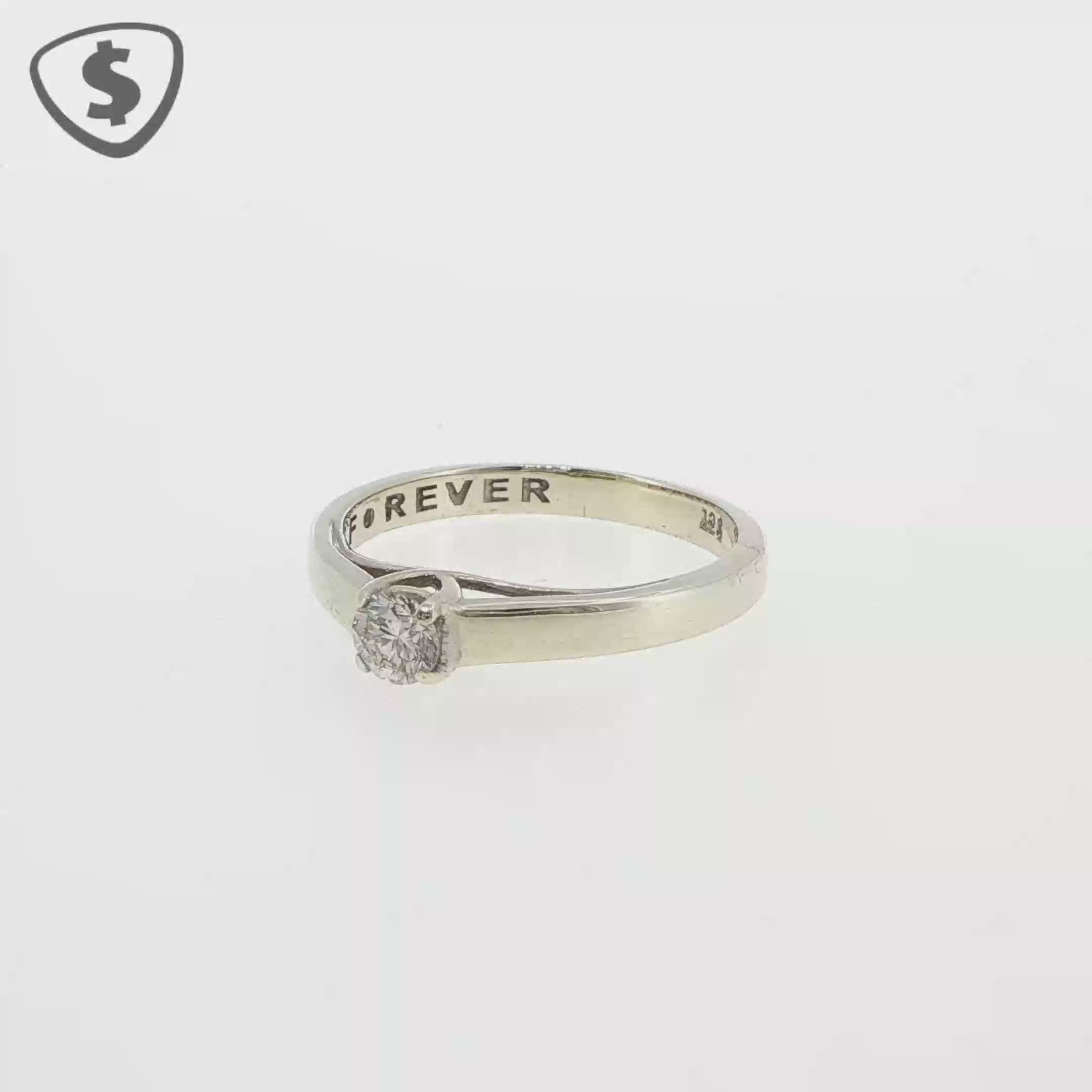 9ct White Gold Solitaire Ring with Forever Engraving
