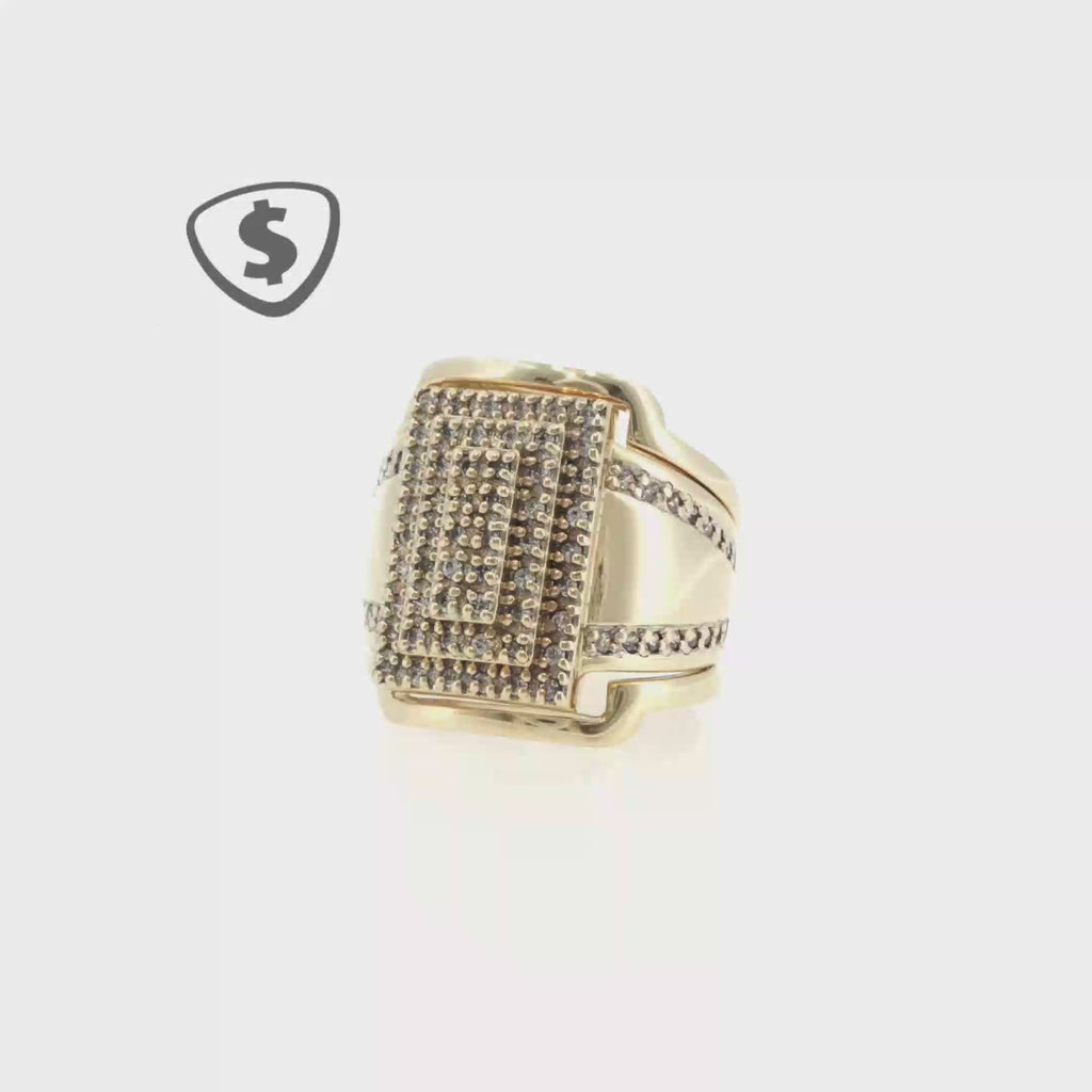 Rectangular Diamond Cluster Signet Ring in 9ct Yellow Gold