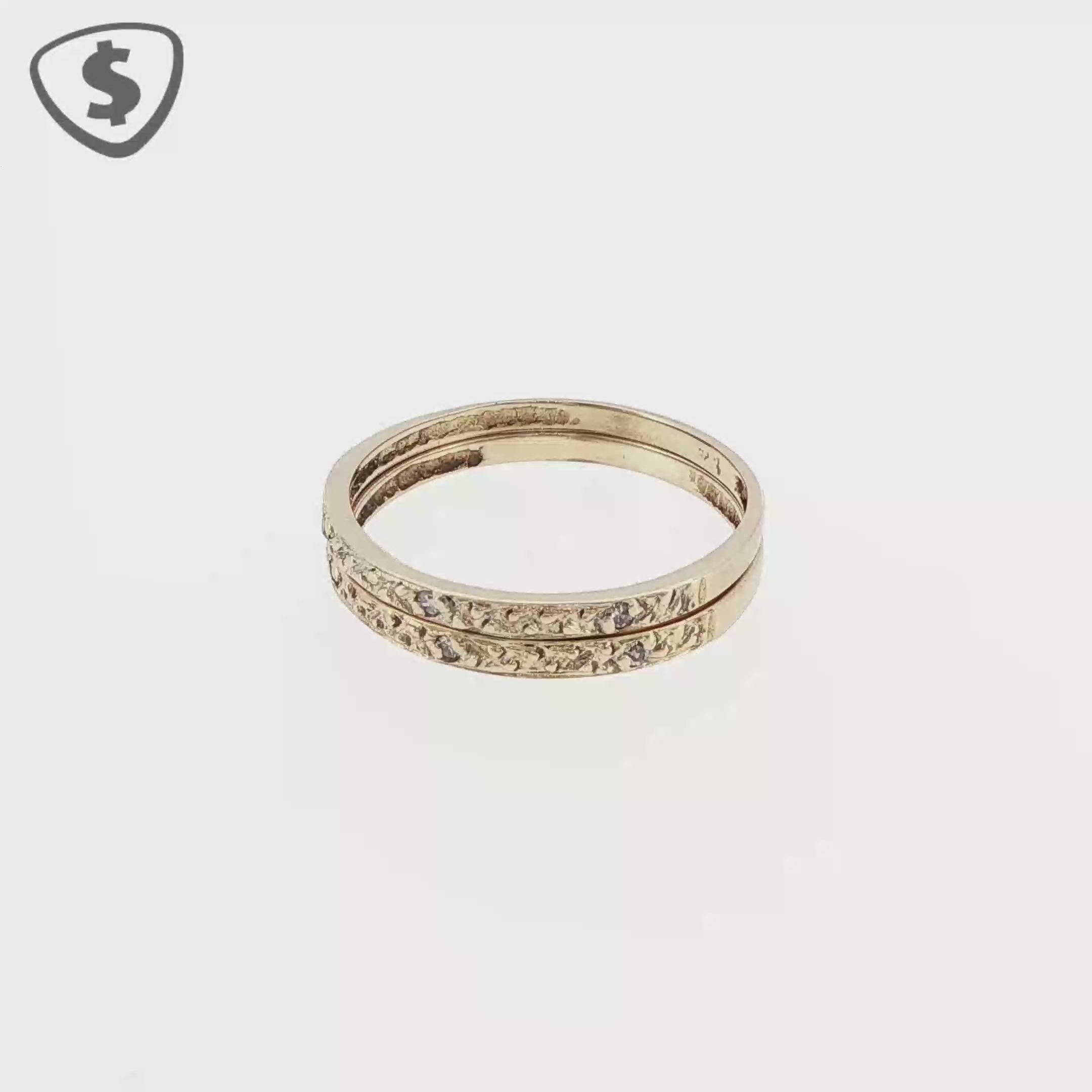9ct Yellow Gold Diamond Ring Band Set