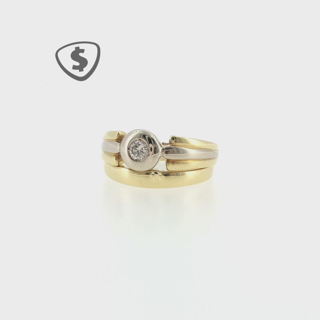 18ct Yellow and White Gold Diamond Solitaire Engagement Ring