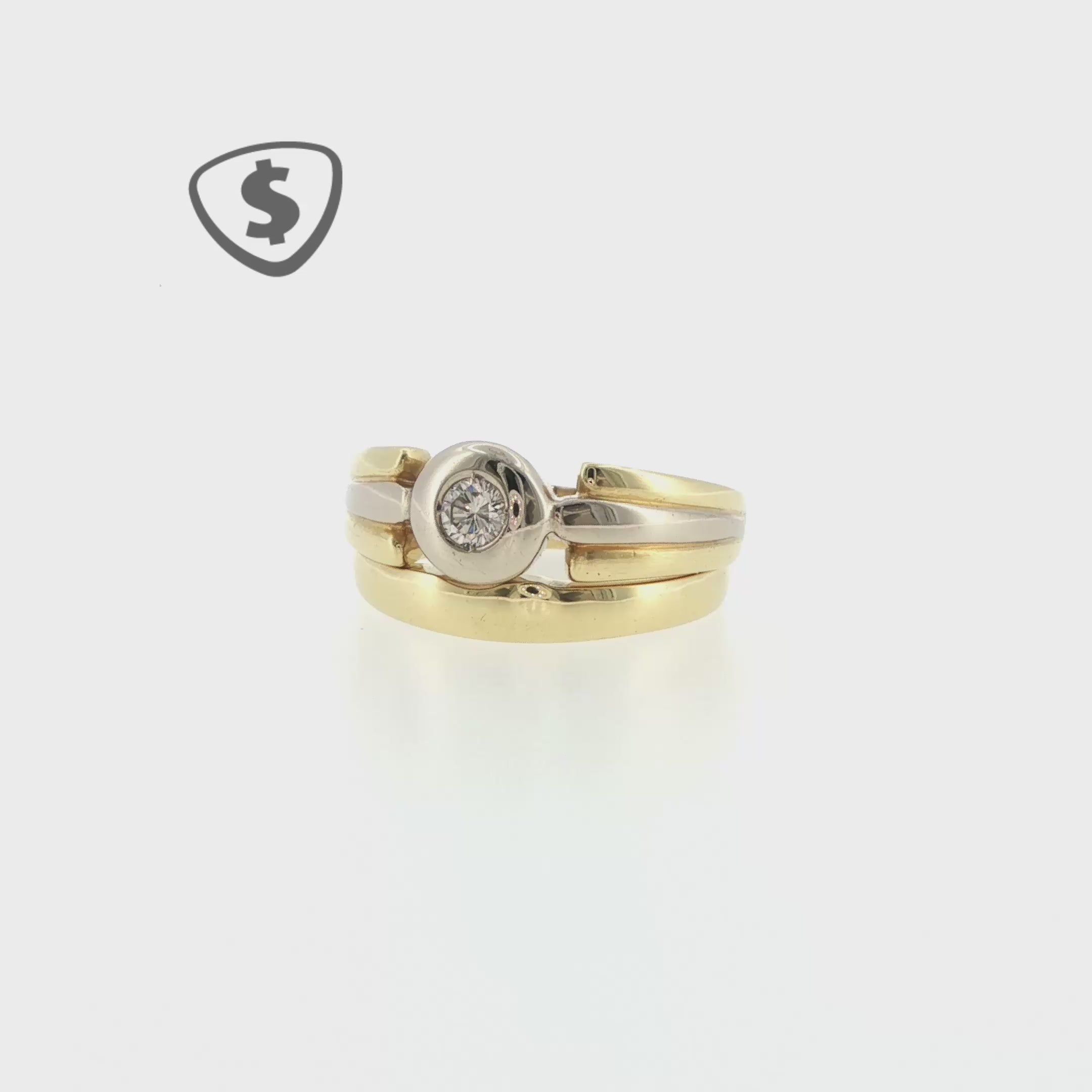 18ct Yellow and White Gold Diamond Solitaire Engagement Ring