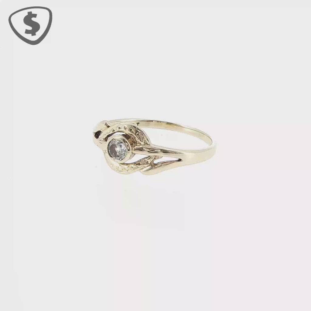 9ct Yellow Gold Textured Bypass Solitaire Ring