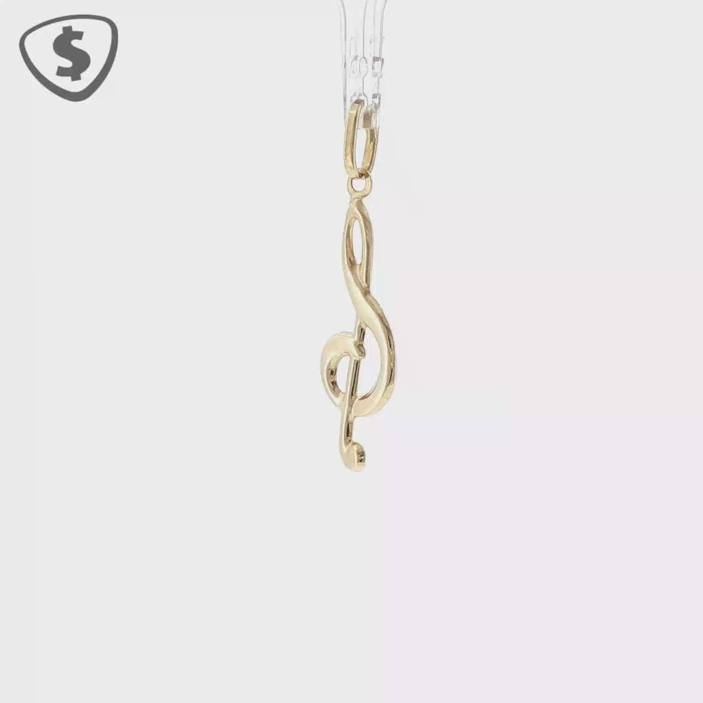 18ct Yellow Gold Treble Clef Musical Note Pendant