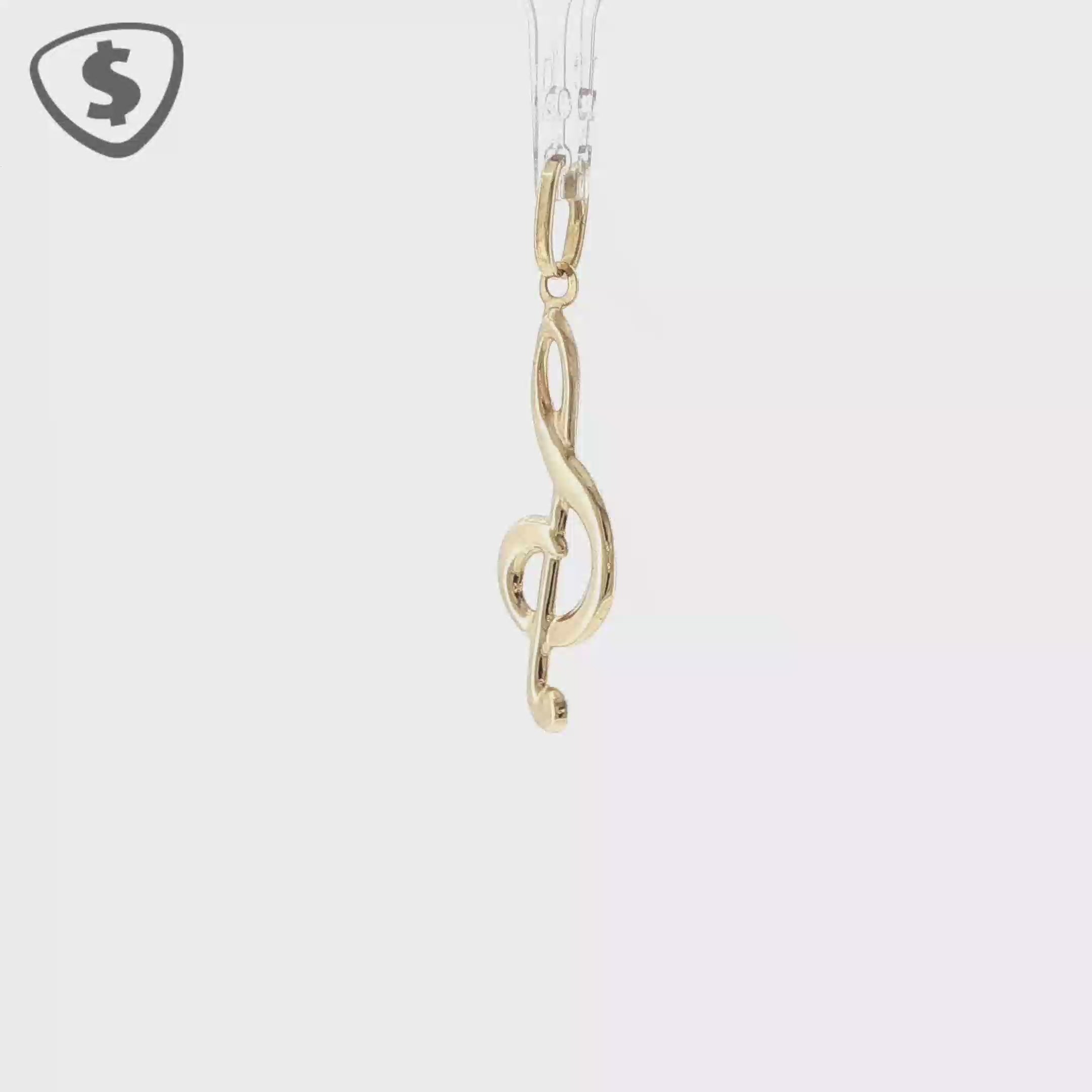 18ct Yellow Gold Treble Clef Musical Note Pendant