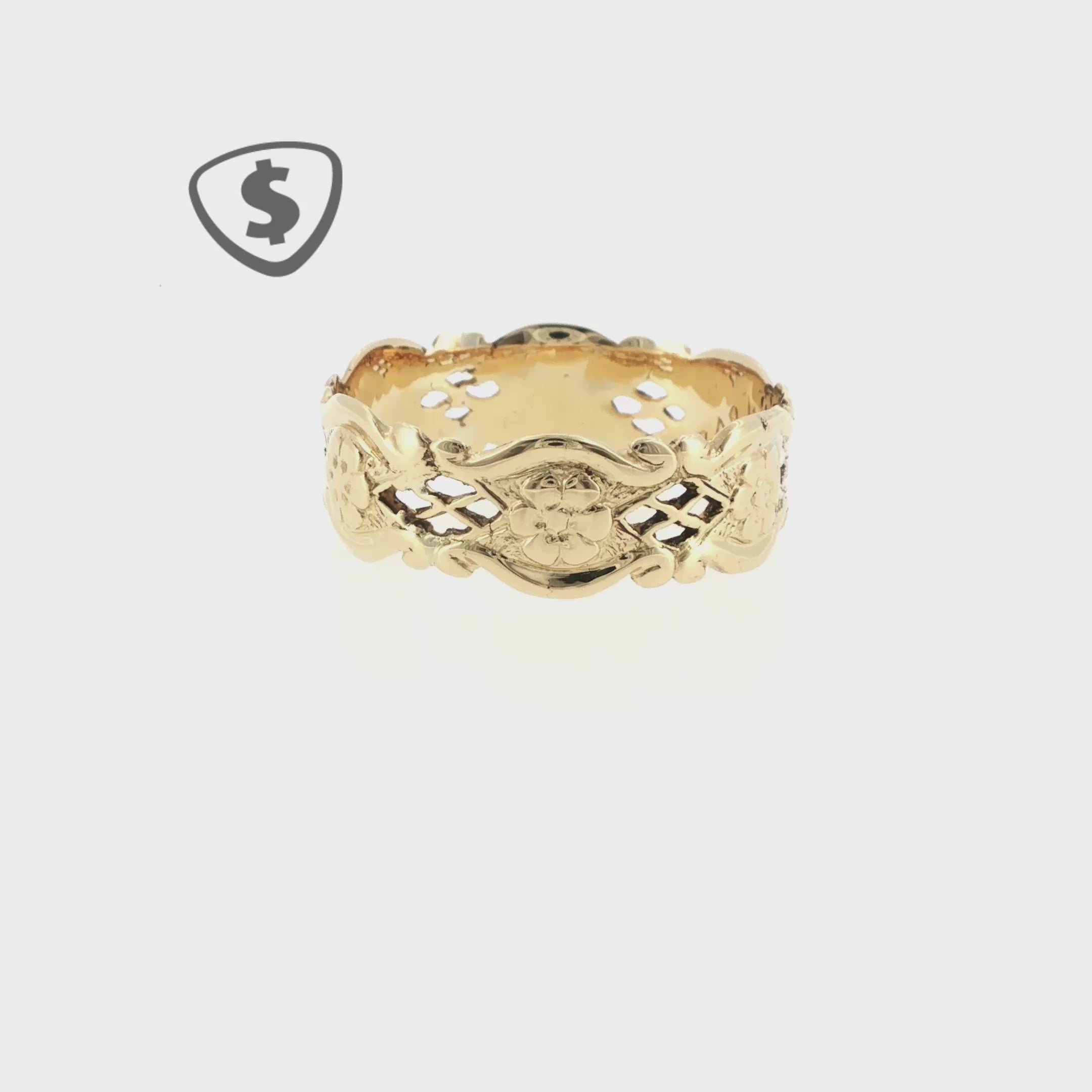 18ct Yellow Gold Openwork Floral Band Ring
