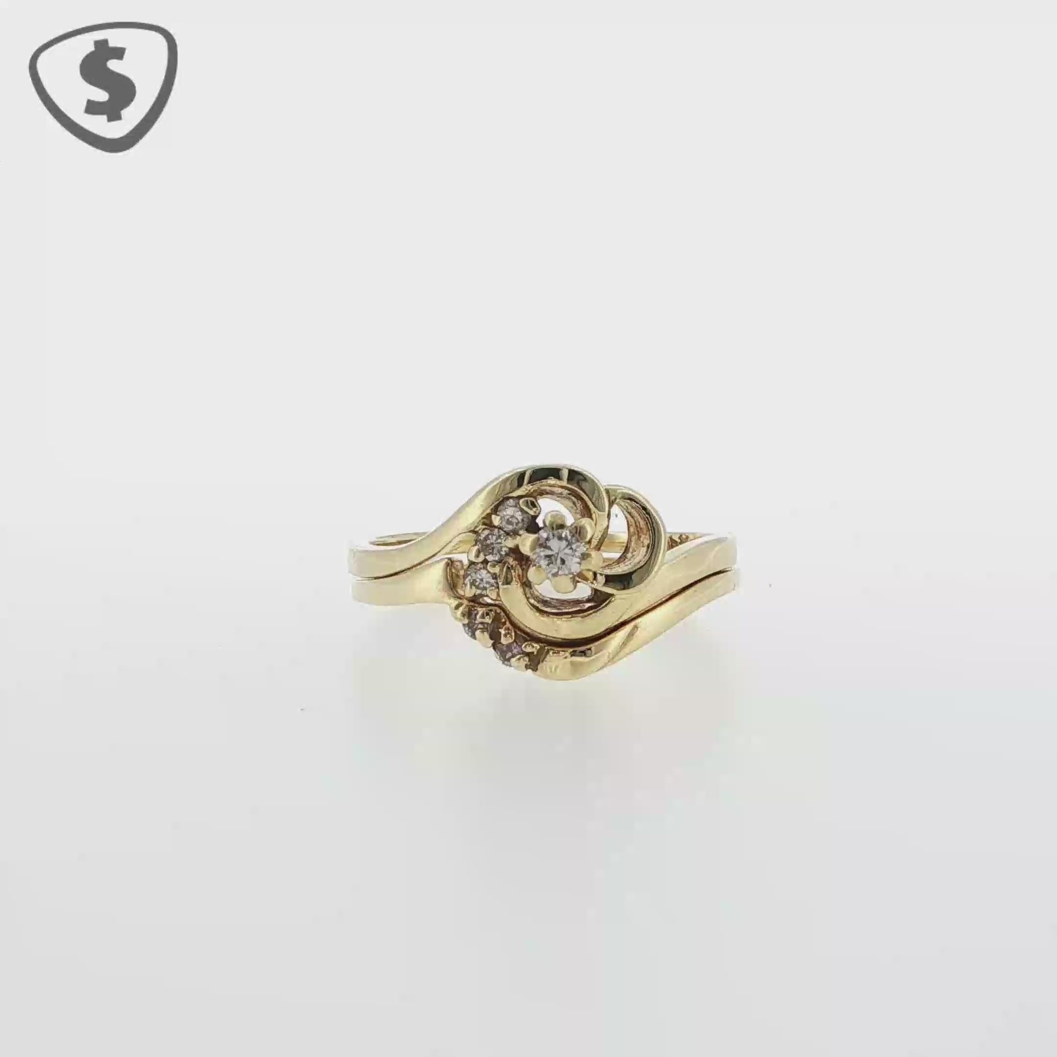 18ct Yellow Gold Diamond Swirl Wedding Ring