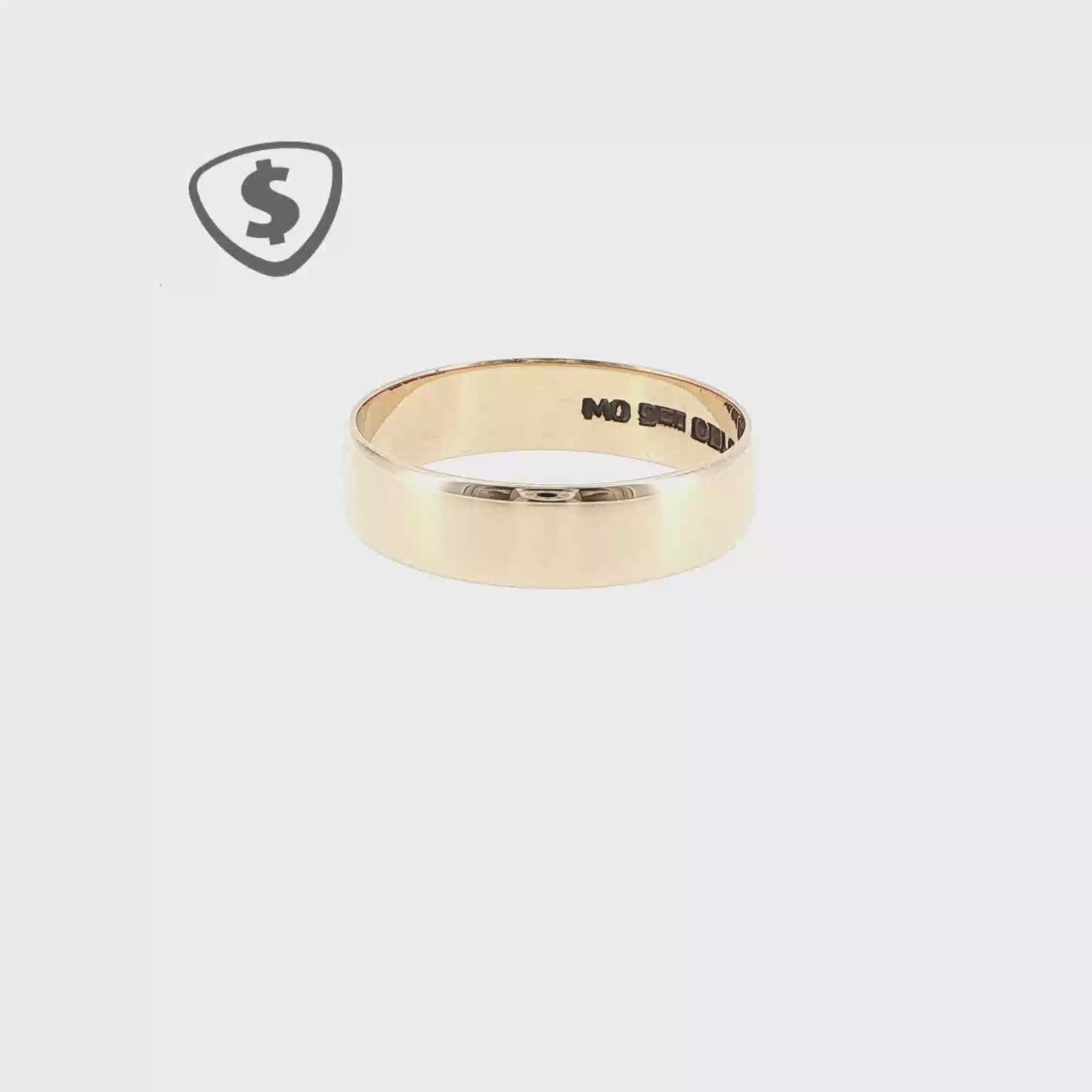 9ct Yellow Gold Plain Band Ring