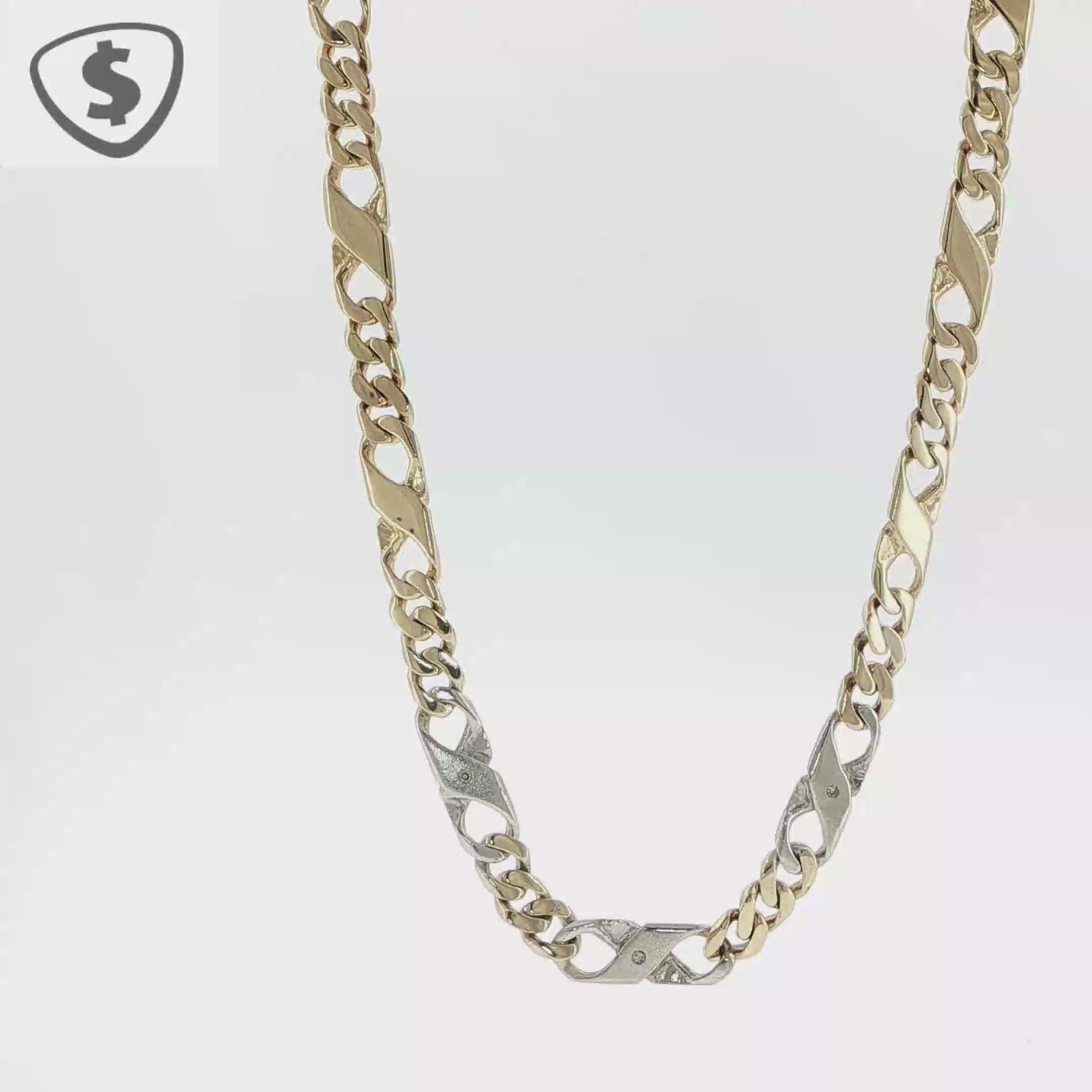 9ct Yellow Gold Chain Necklace with Diamond Infinity Links