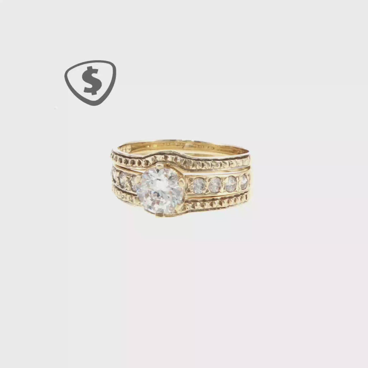9ct Yellow Gold Engagement Ring with Textured Bands