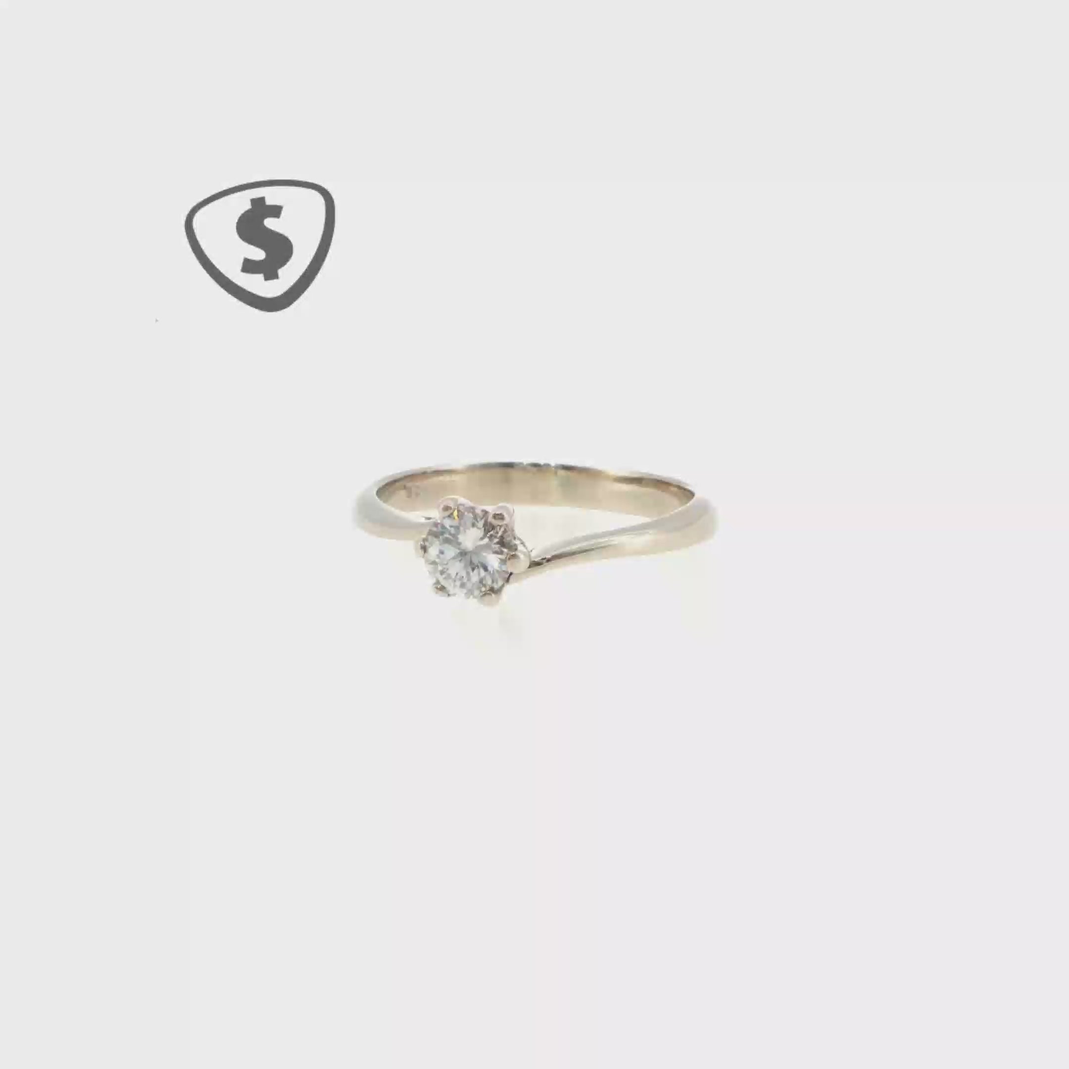 18ct White Gold Diamond Solitaire Ring with Bypass Shank