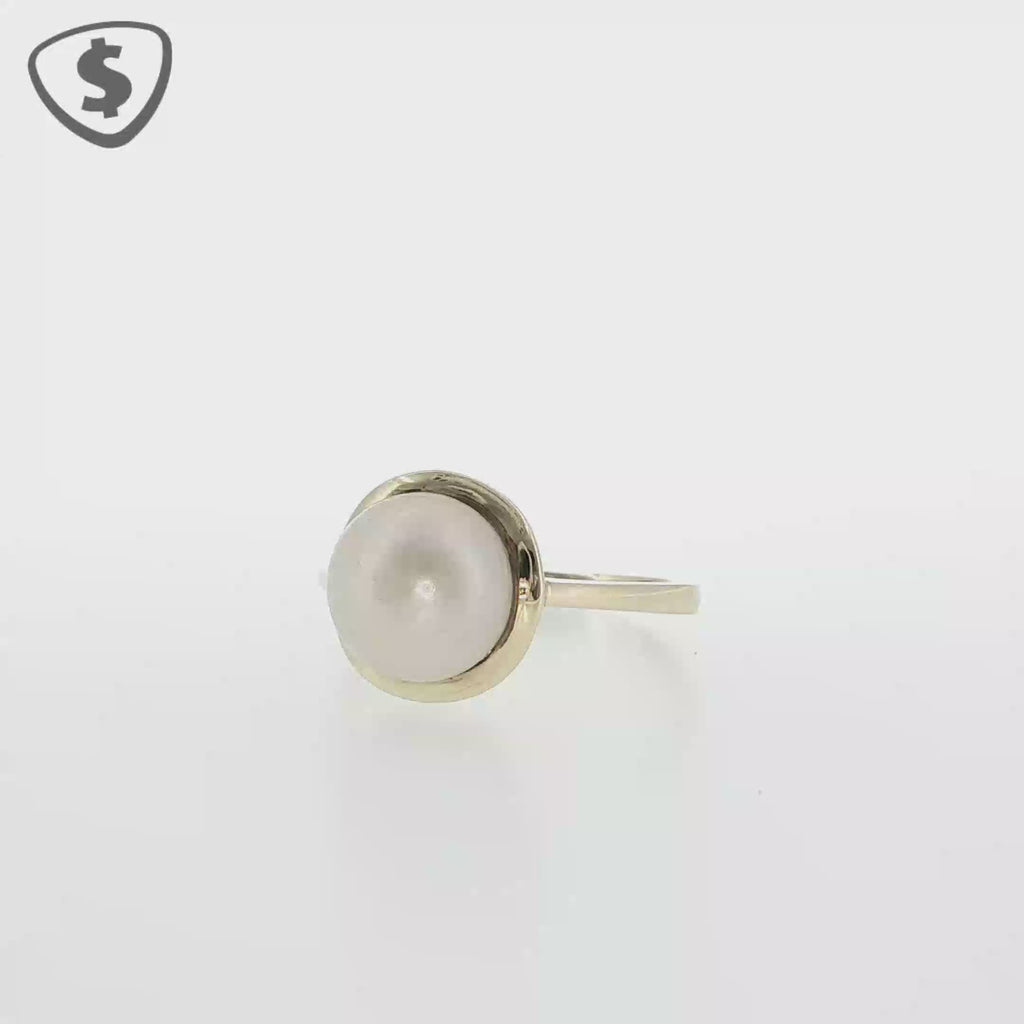 9ct Yellow Gold Pearl Solitaire Ring