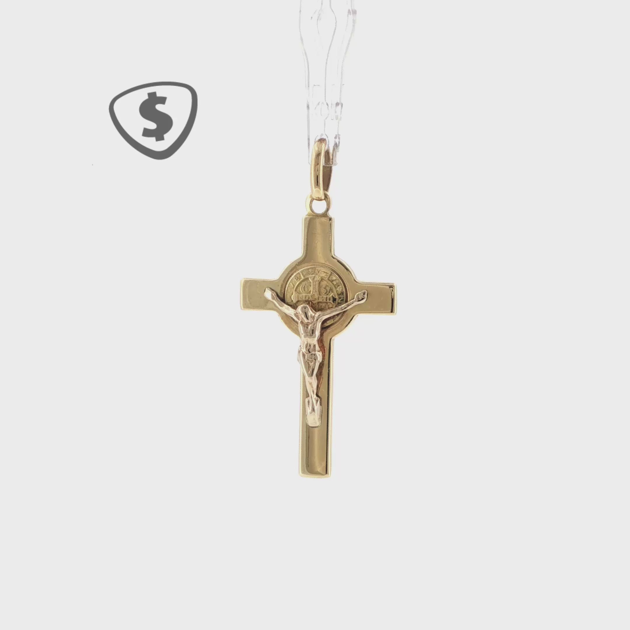 Polished 18ct Yellow Gold St. Benedict Crucifix Pendant