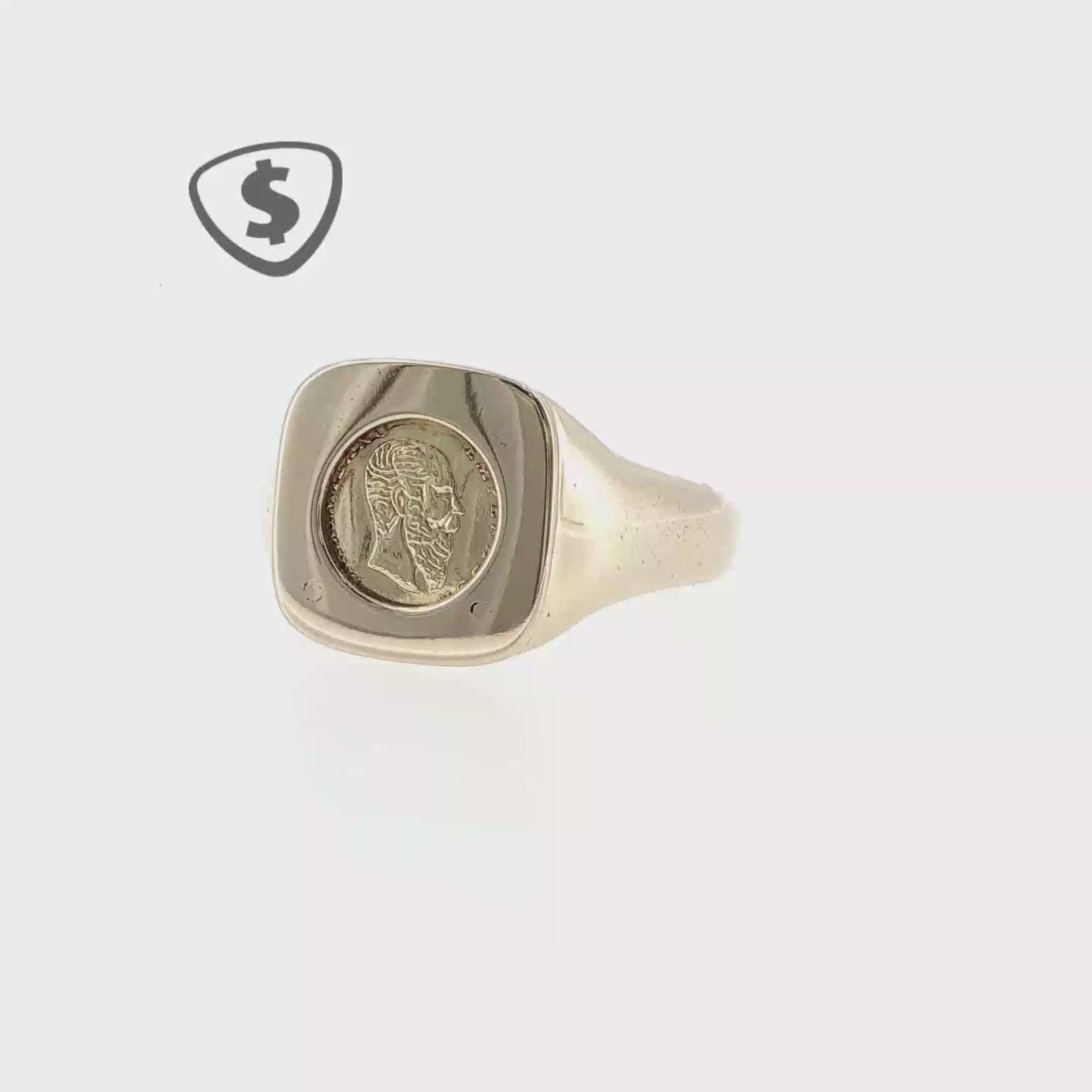 9ct Yellow Gold Signet Coin Ring