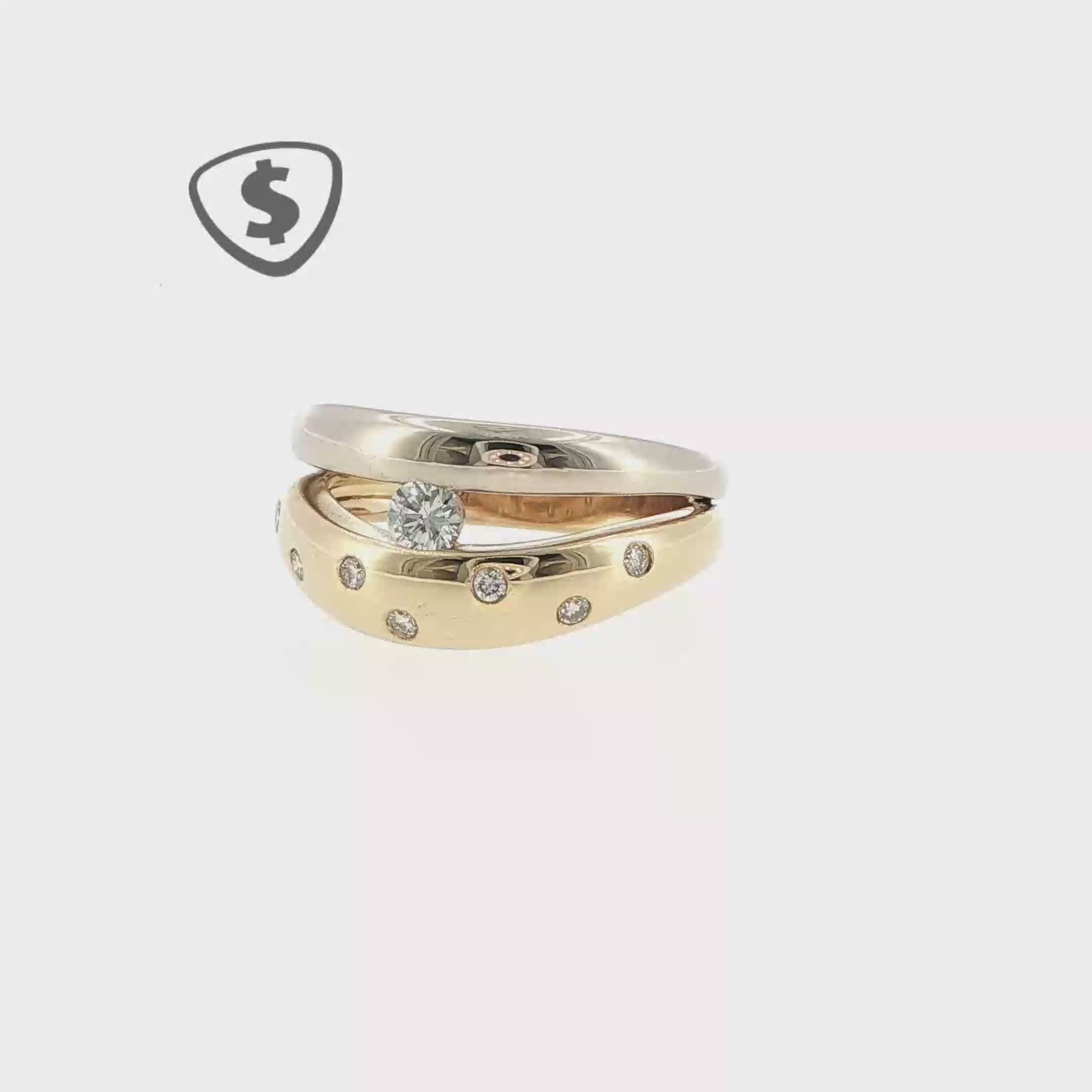 18ct Yellow and White Gold Diamond Engagement Ring