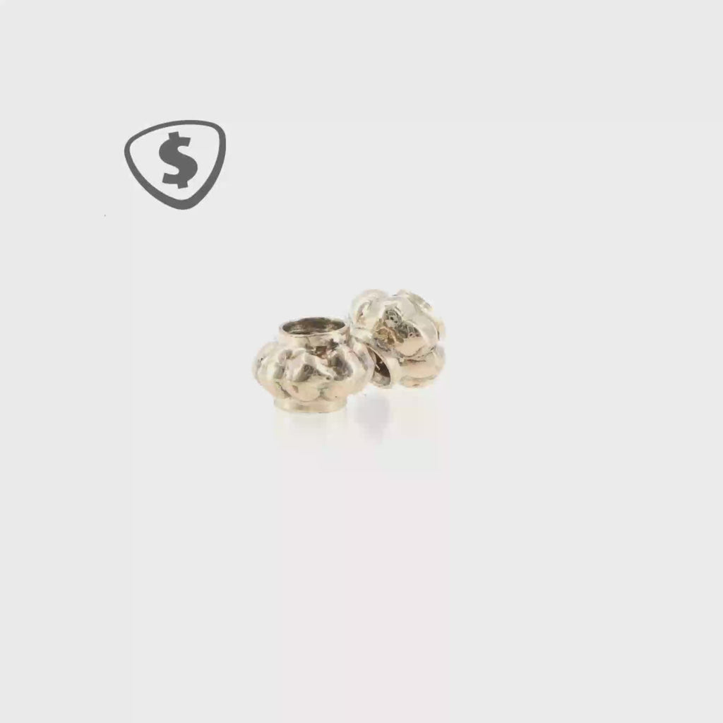 Textured Scalloped Spacer Beads Pair in 9ct White Gold (like Pandora)
