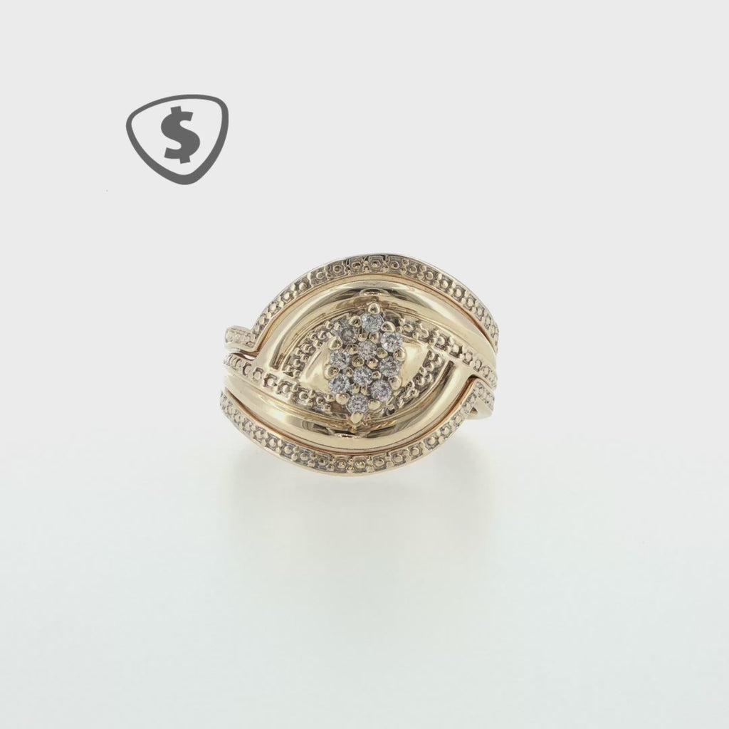 Diamond Cluster Swirl Ring in 9ct Yellow Gold