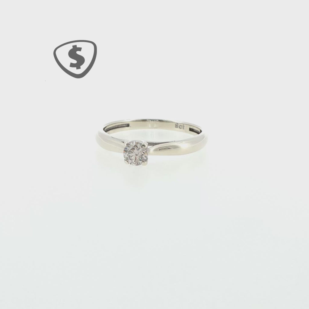 9ct White Gold Diamond Solitaire Ring