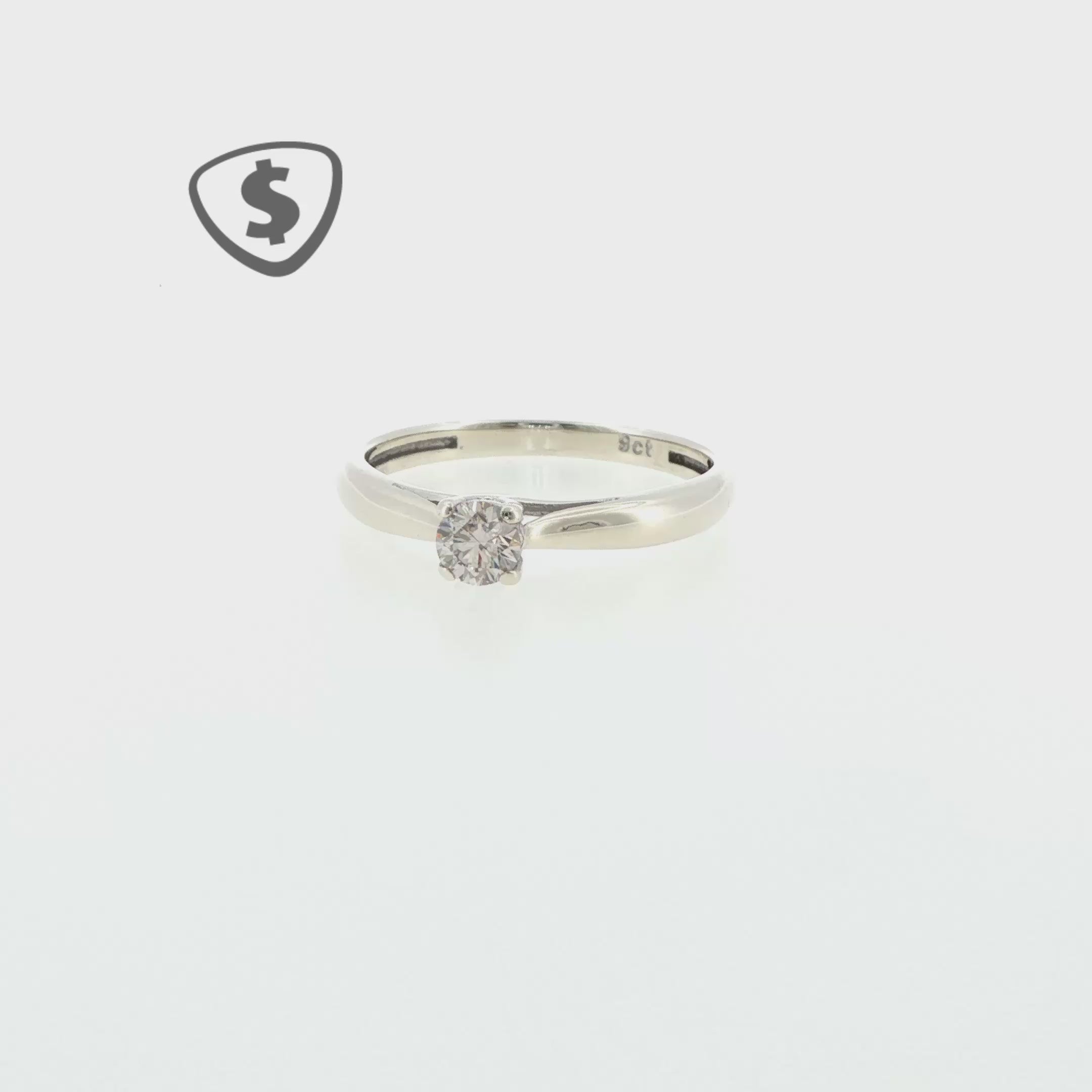 9ct White Gold Diamond Solitaire Ring