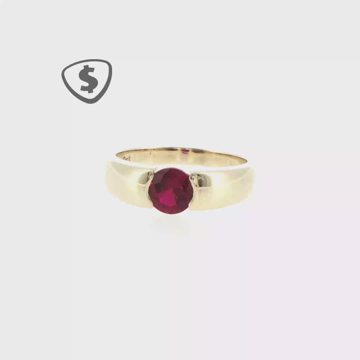 9ct Yellow Gold Ruby Solitaire Half-Bezel Ring