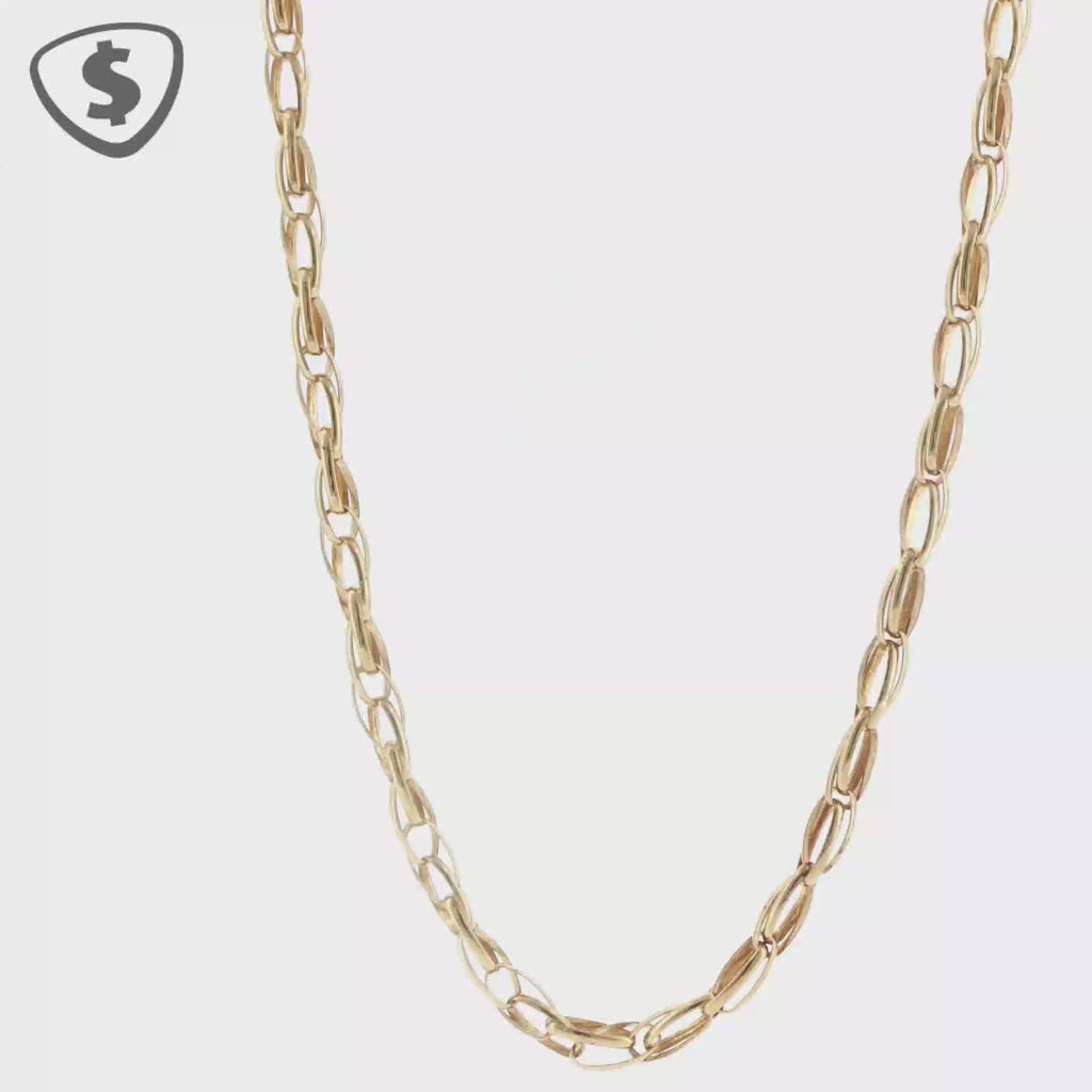 9ct Yellow Gold Elongated Oval Link Chain Necklace