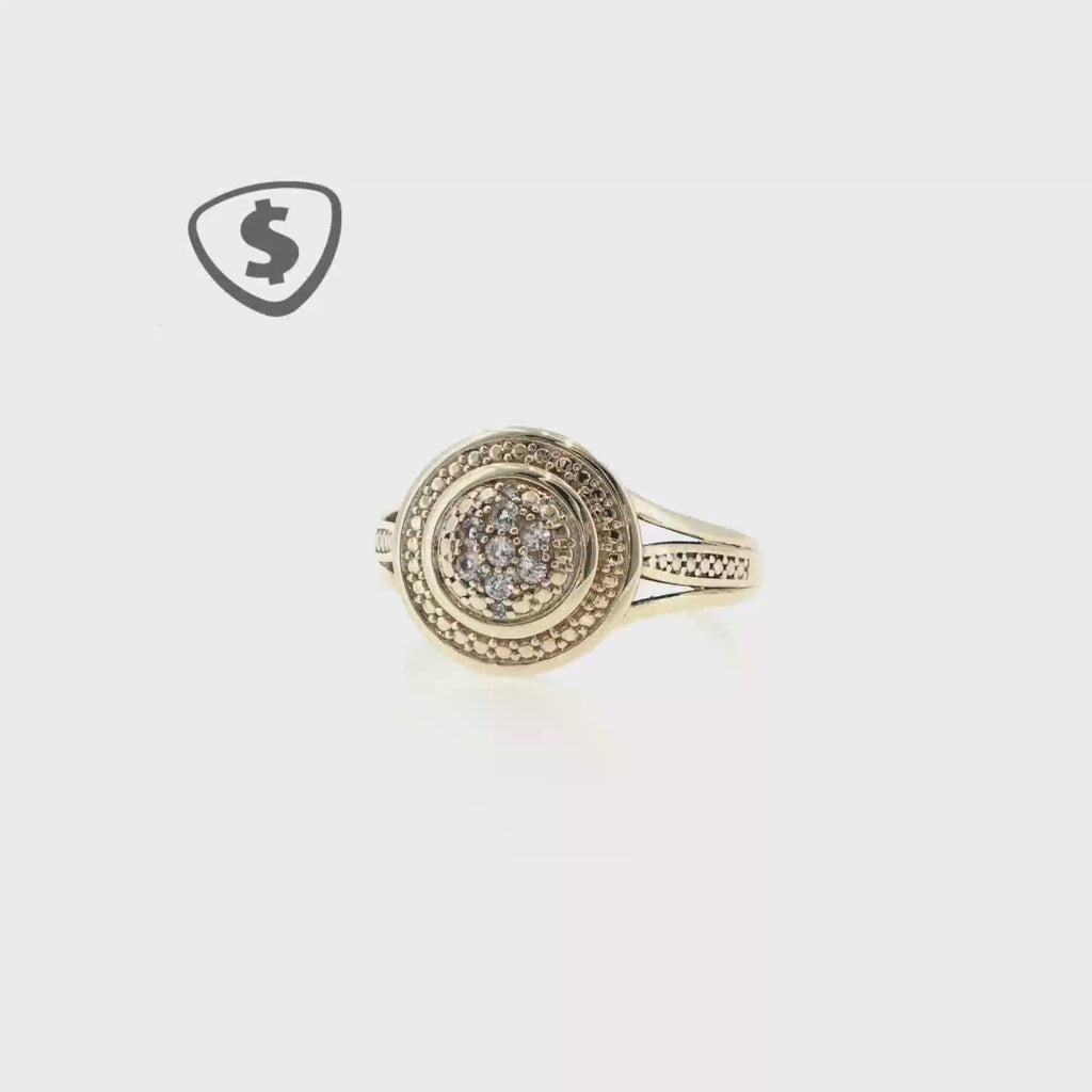 9ct Yellow Gold Halo Diamond Cluster Ring