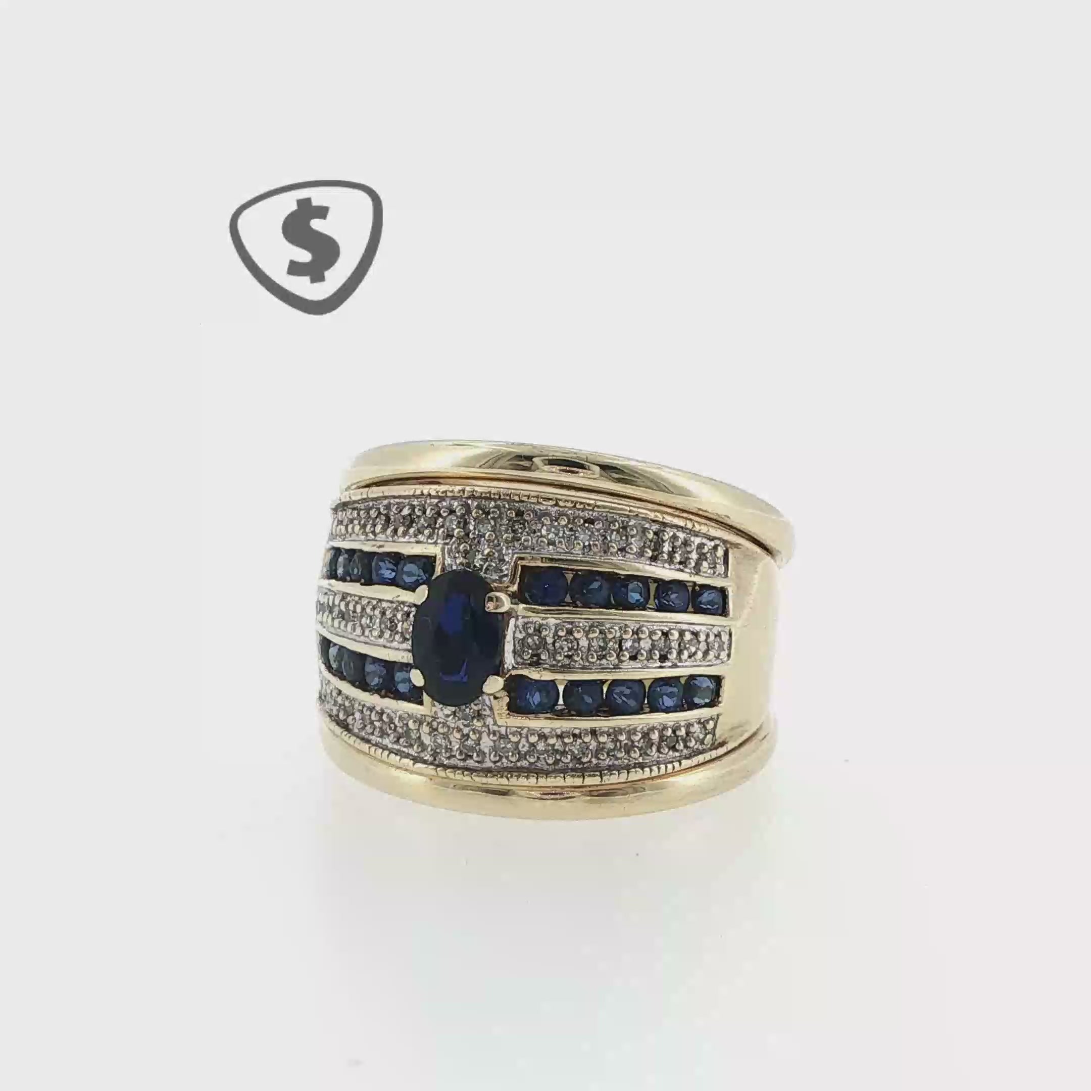 9ct Yellow Gold Deep Blue Sapphire Multi-Stone Ring