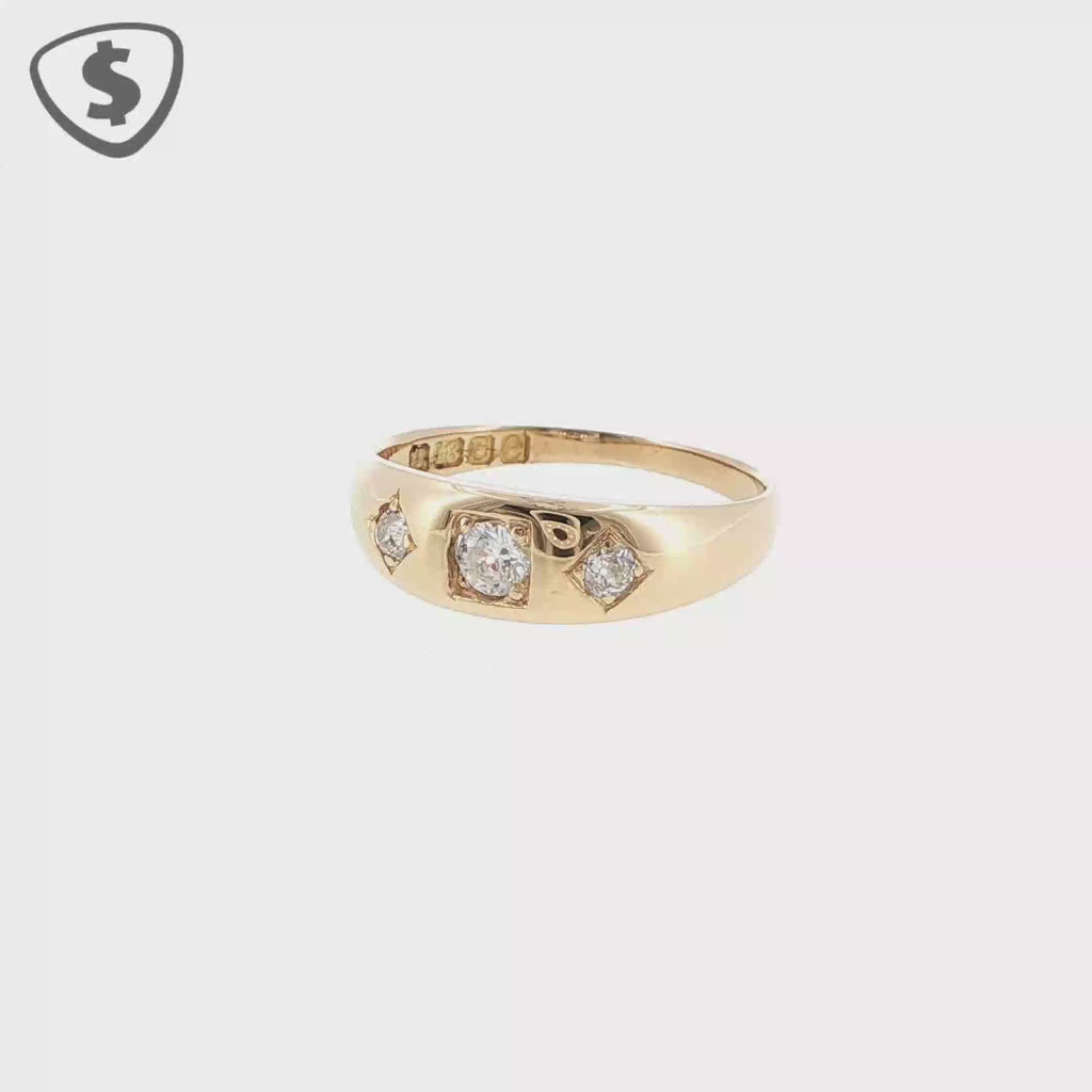 18ct Yellow Gold Three Stone Gypsy Set Ring