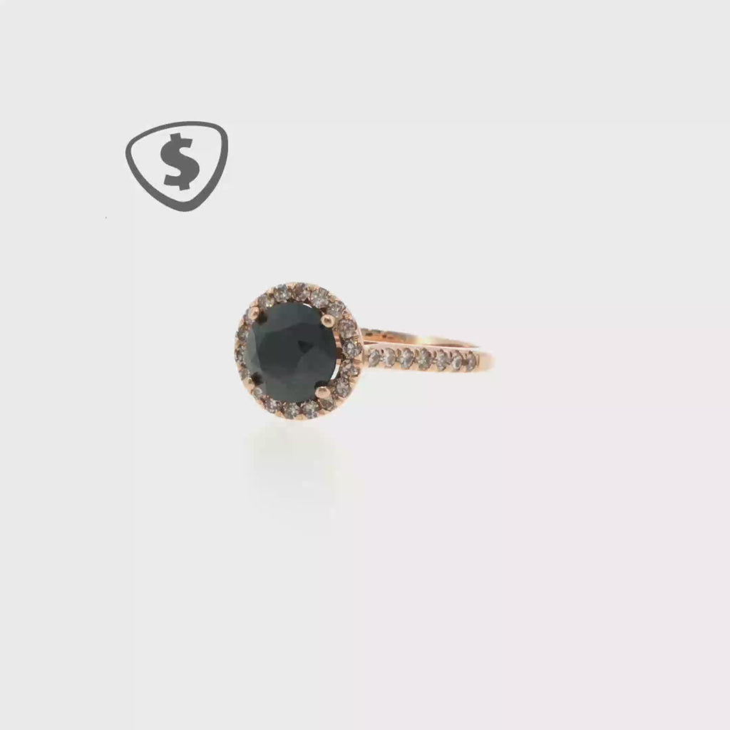 Fancy Black Diamond Halo Ring in 18ct  Gold