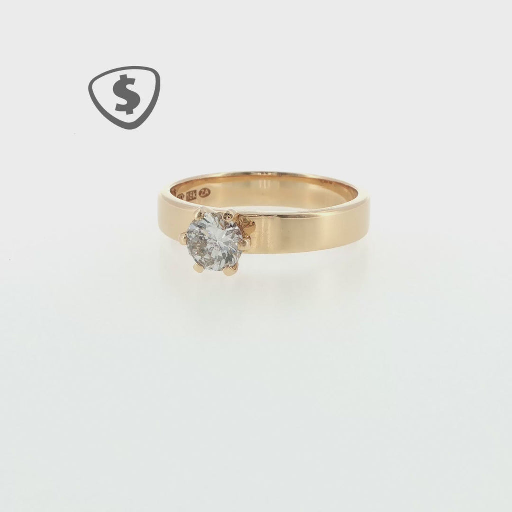 18ct Yellow Gold Diamond Solitaire Ring with Wide Band