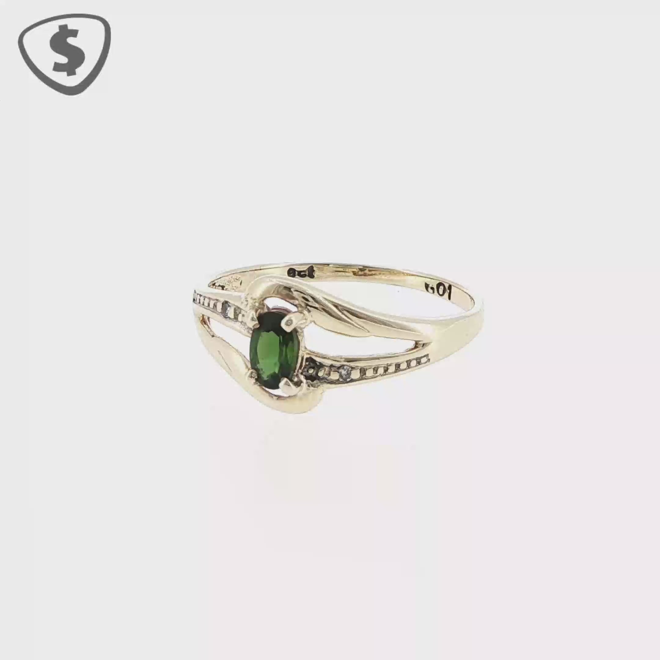 9ct Yellow Gold Green Sapphire Ring
