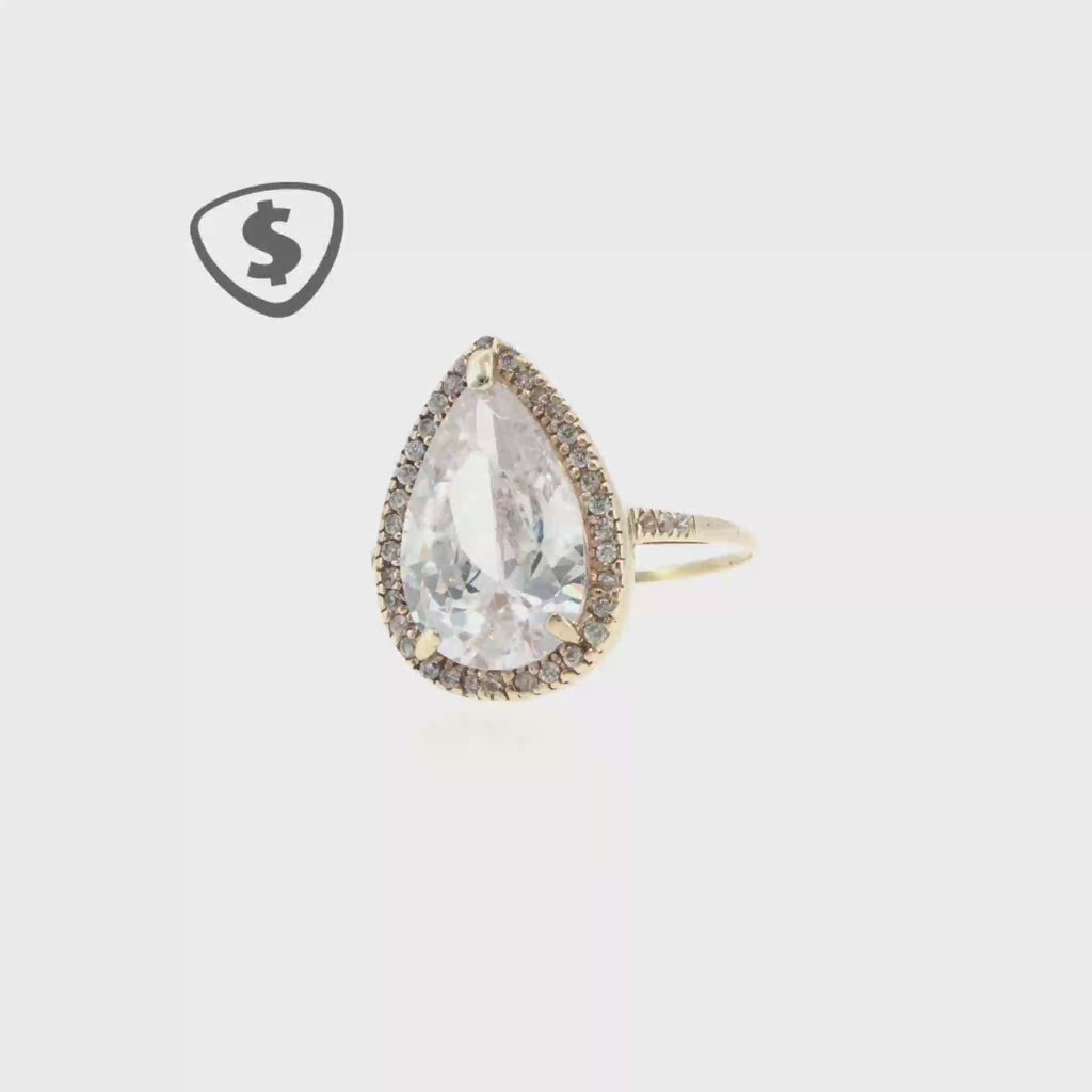 Pear-Cut Halo Cocktail Ring in 9ct Yellow Gold
