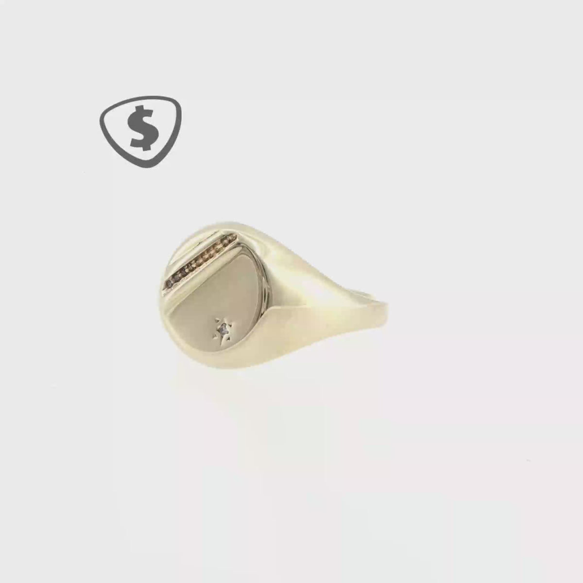 Star-Set Diamond 9ct Yellow Gold Signet Ring
